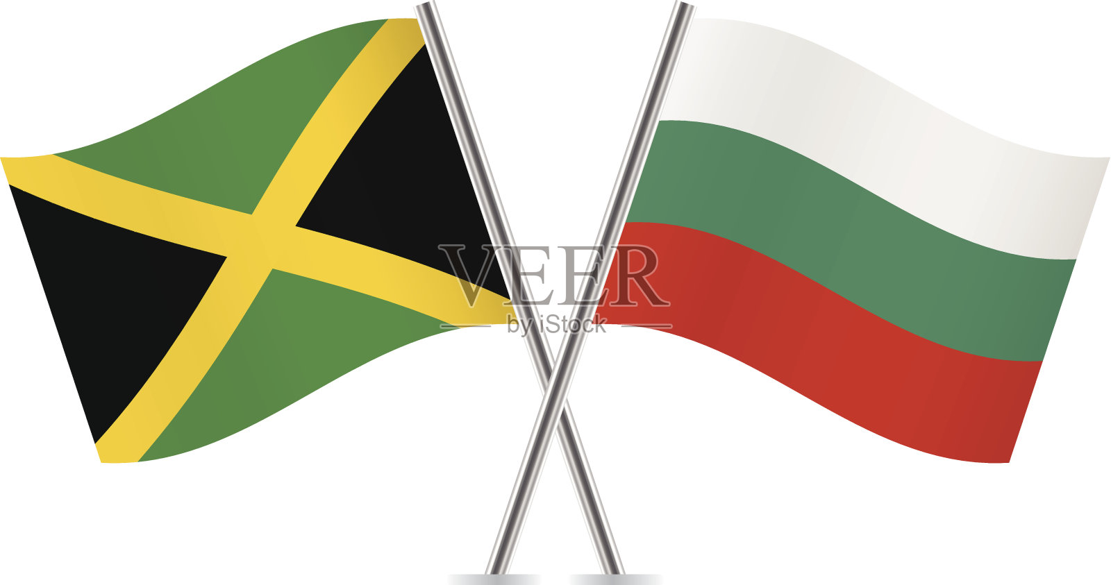 保加利亚和牙买加国旗。向量。设计元素图片