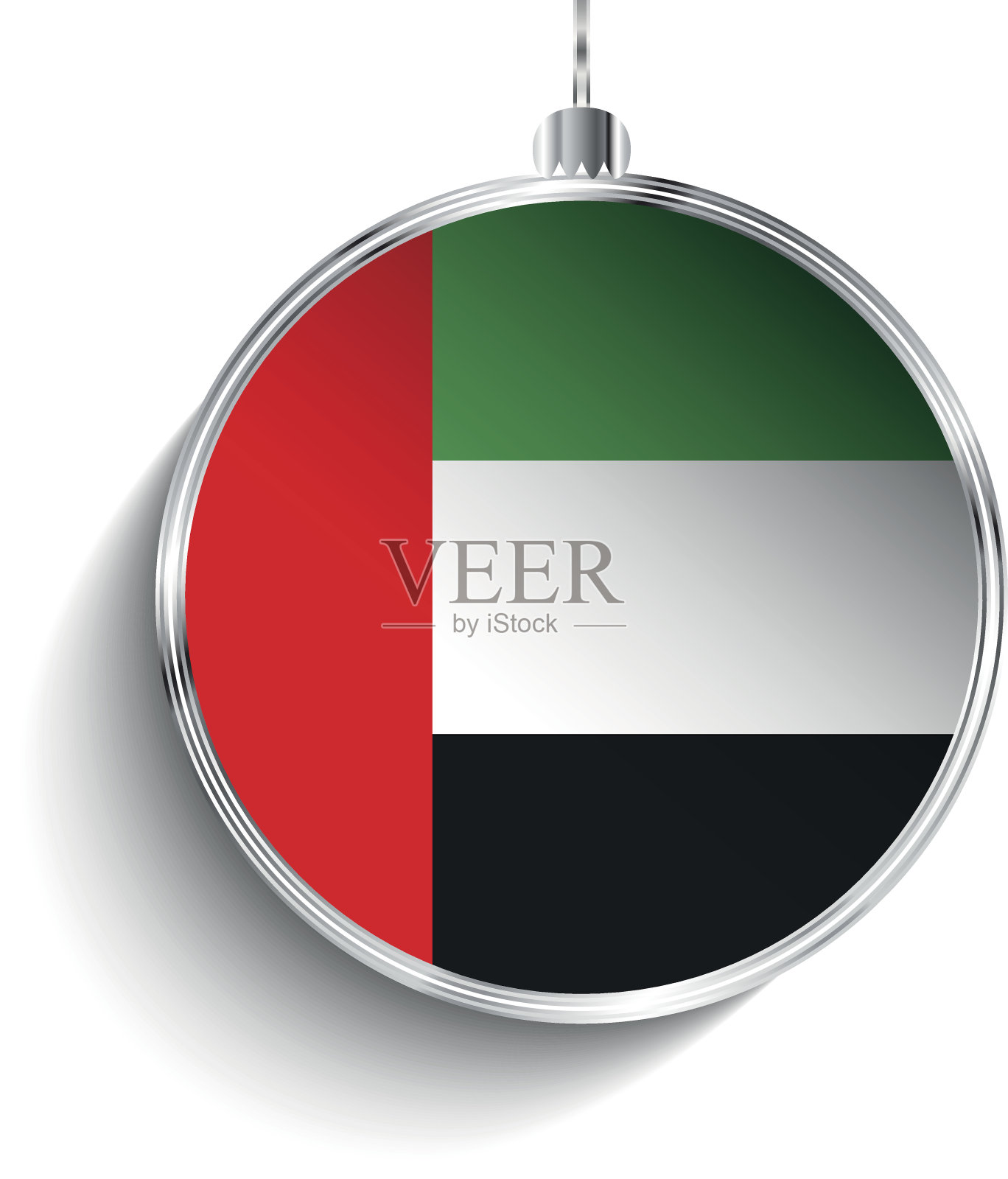 圣诞快乐，银球与阿联酋国旗插画图片素材