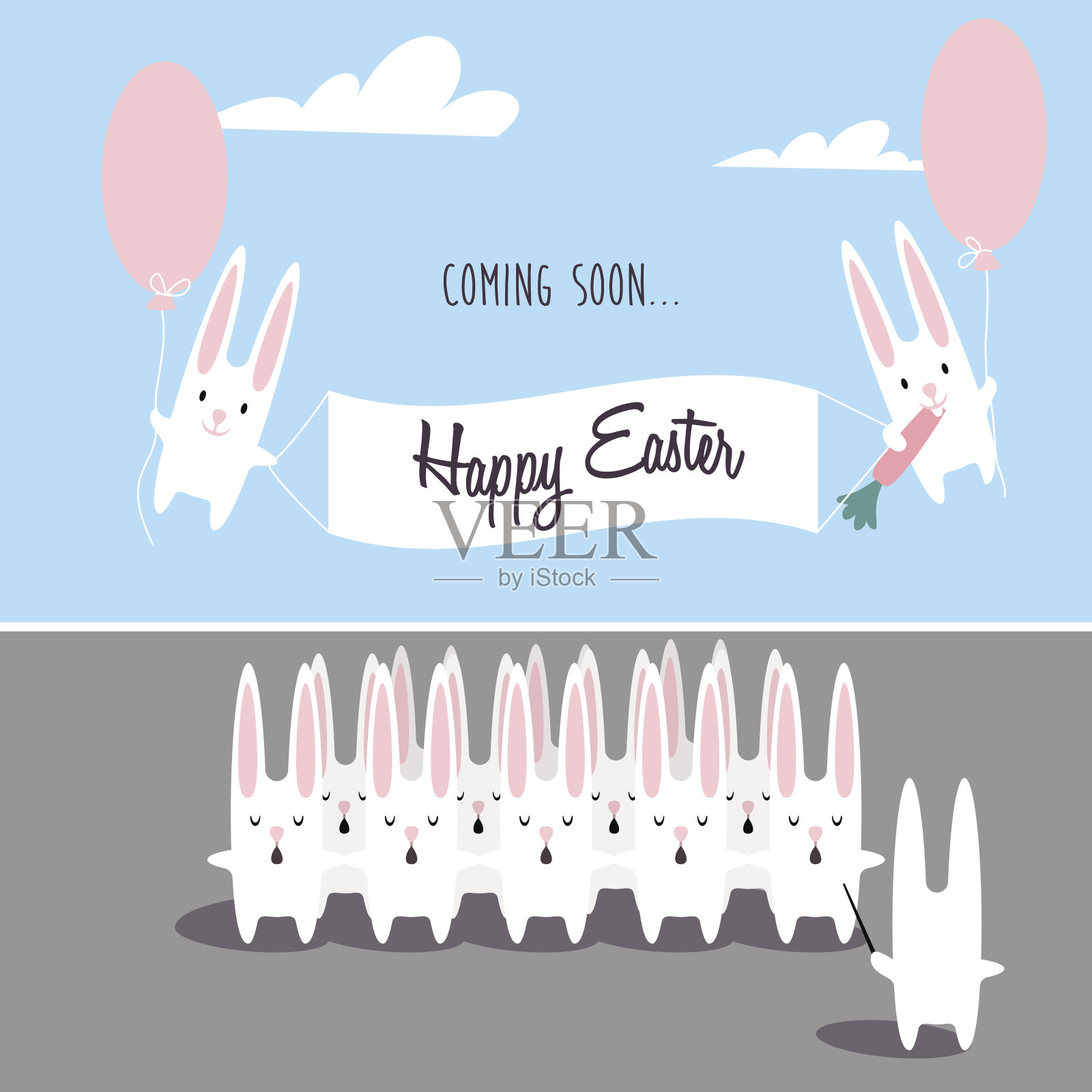 复活节快乐向量卡通合唱唱歌兔子插画图片素材