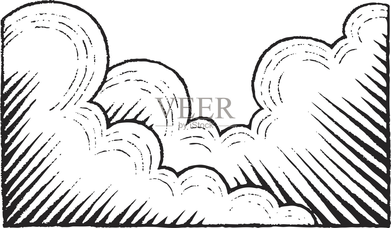 矢量墨水素描的云彩插画图片素材