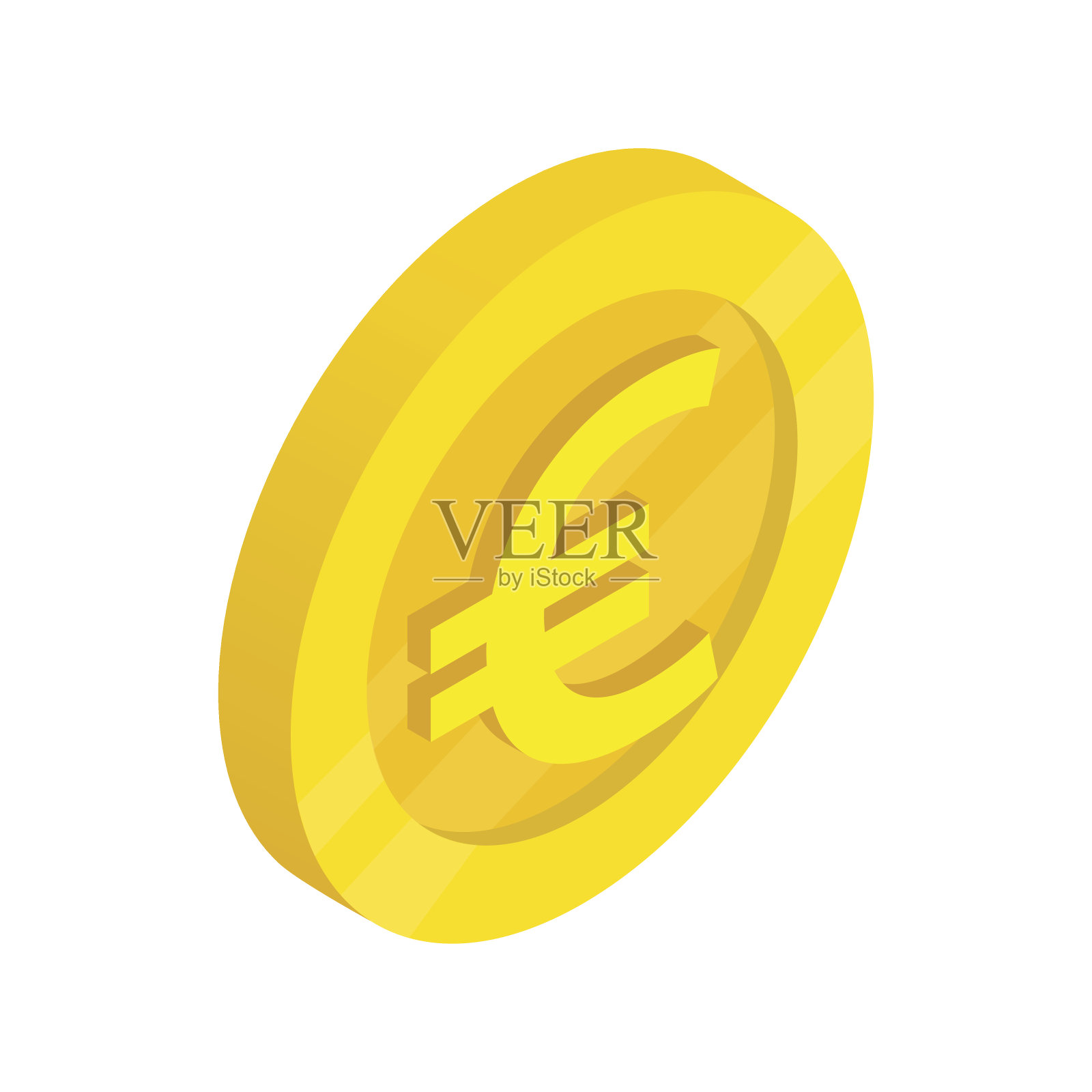 金币与欧元标志图标，等距3d风格插画图片素材