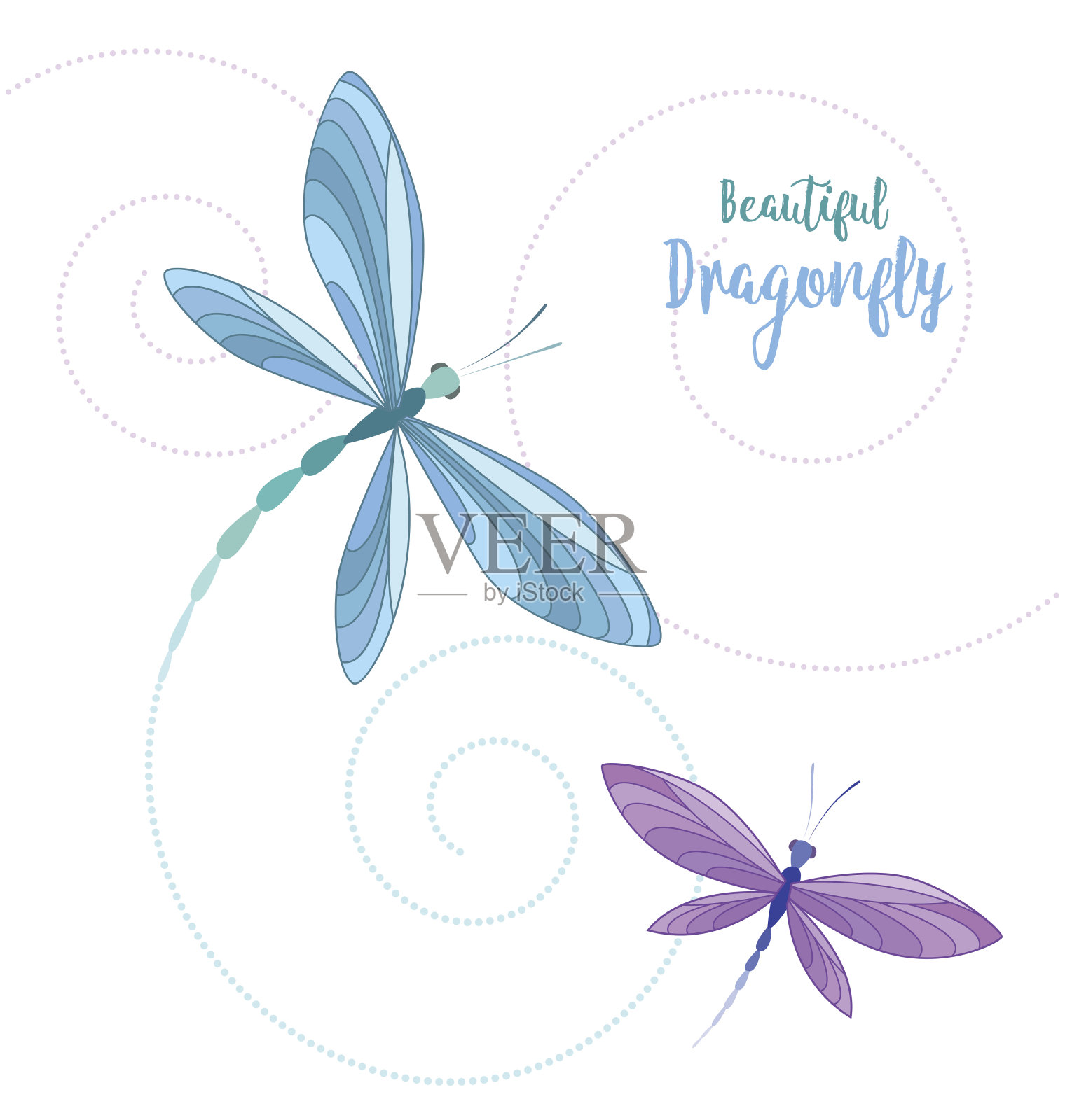 蜻蜓飞行插画图片素材