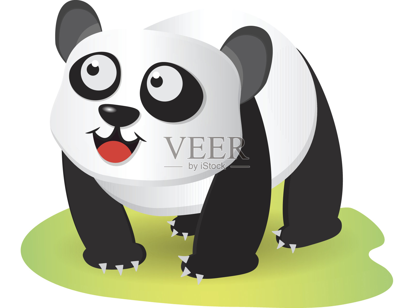 微笑的熊猫卡通插画图片素材