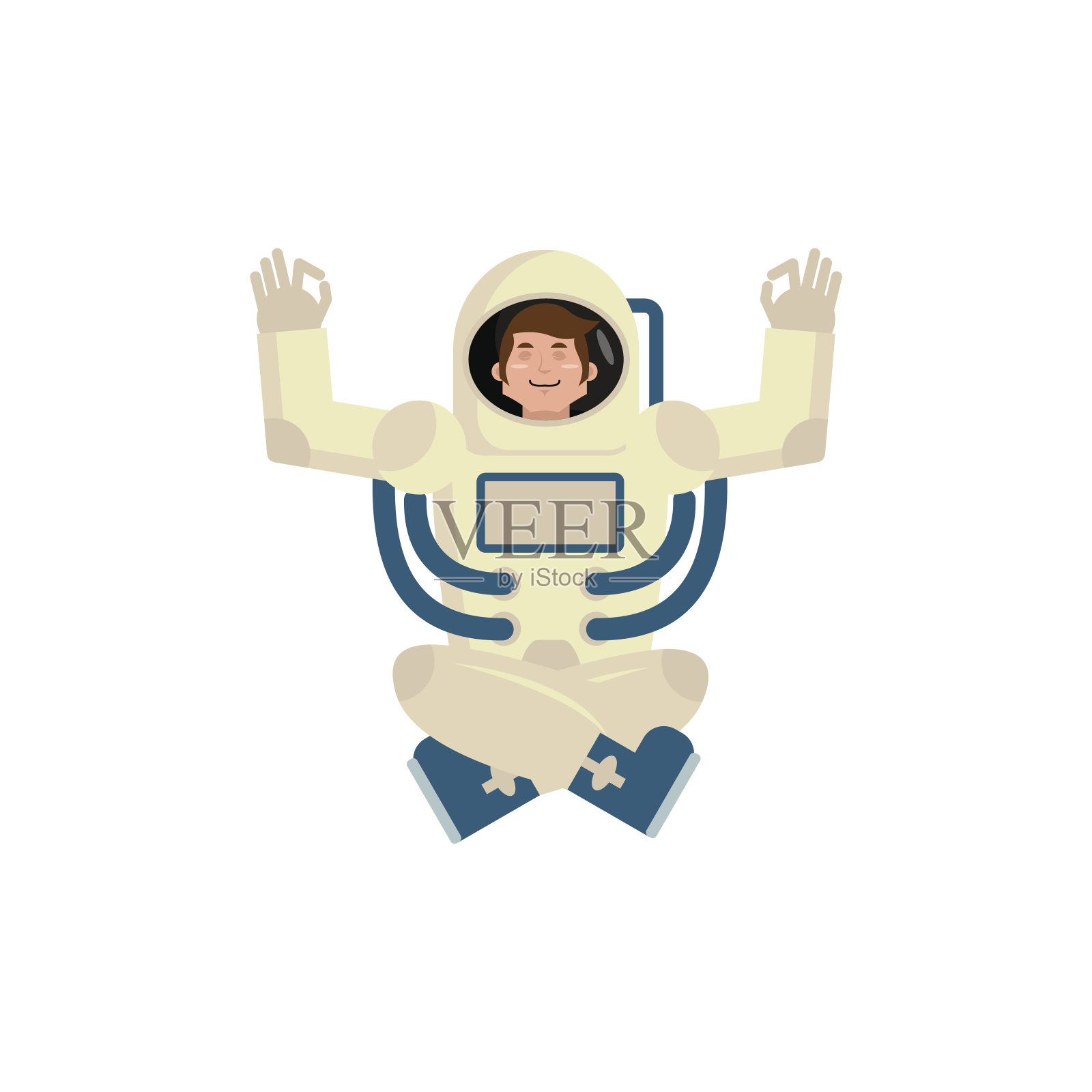 宇航员瑜珈。空间瑜伽。太空人禅意和放松插画图片素材