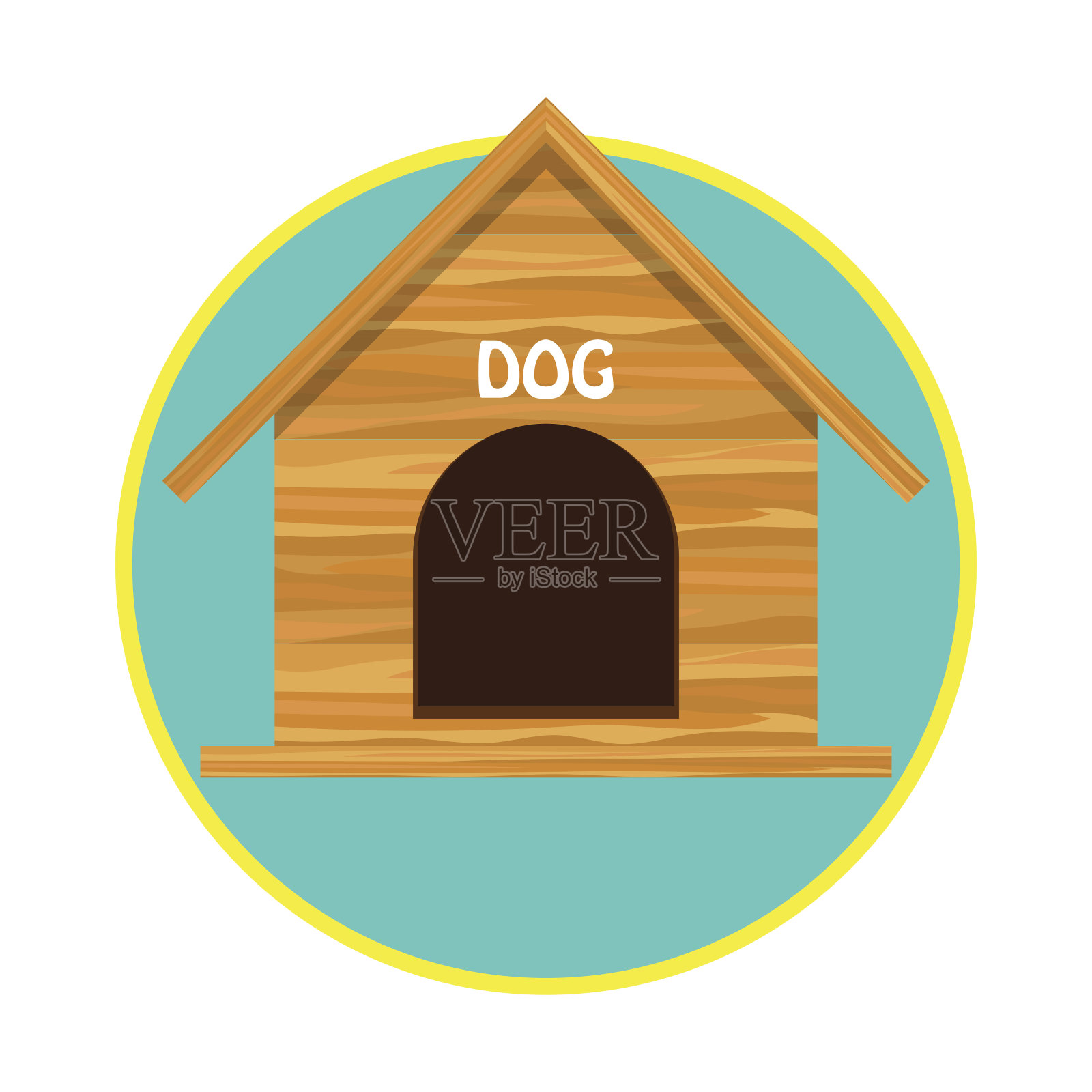 木制狗屋/宠物玩具配件。矢量图插画图片素材