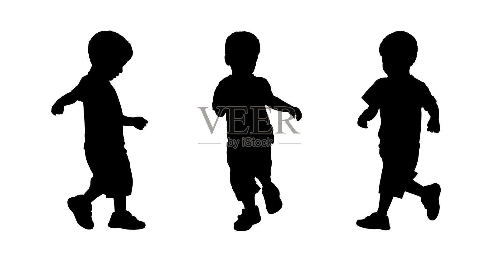 小男孩跑步的剪影设计元素图片