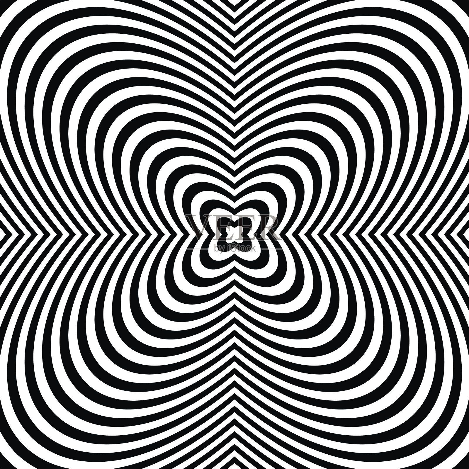 黑白催眠射线带变形。抽象的背景插画图片素材
