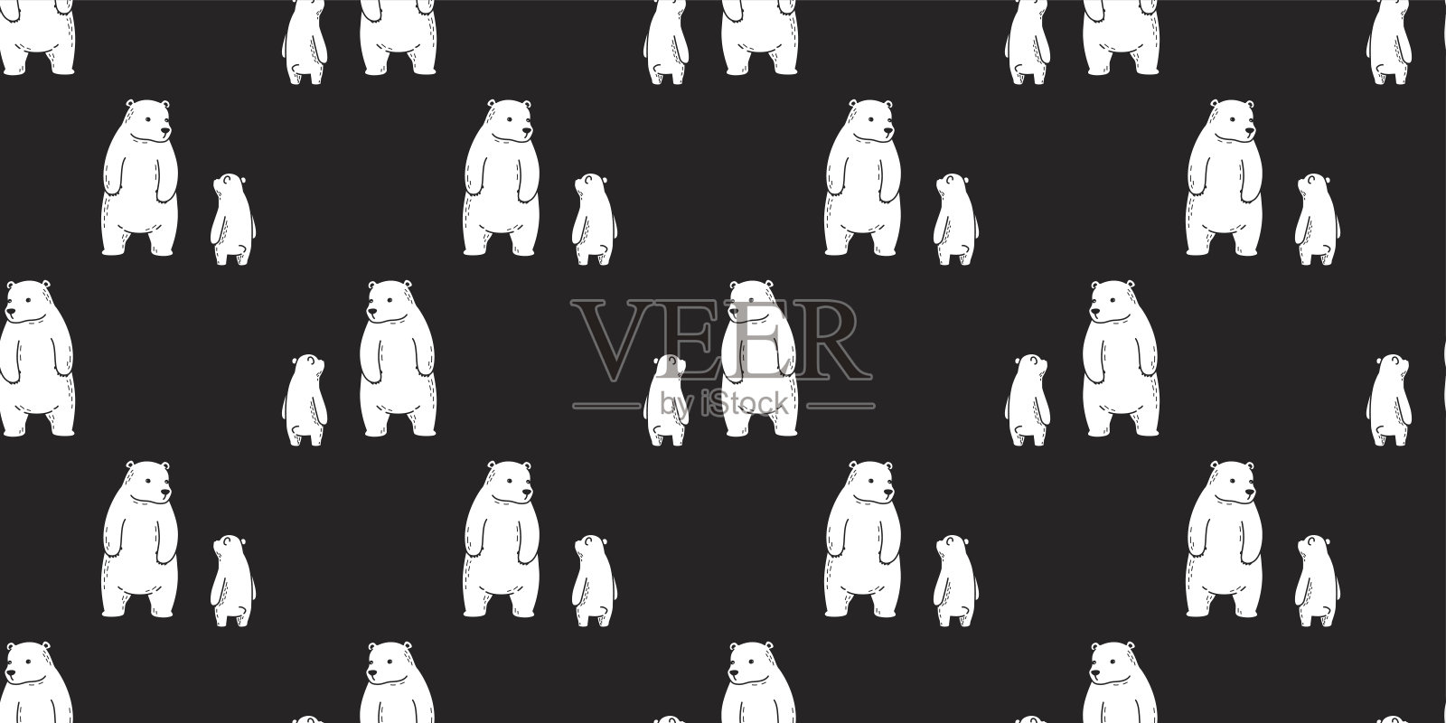 北极熊黑熊无缝图案矢量壁纸背景插画图片素材