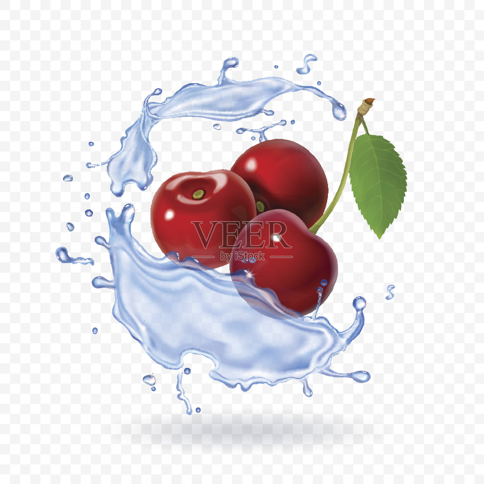 樱桃逼真的水果矢量图标新鲜的浆果汁设计元素图片