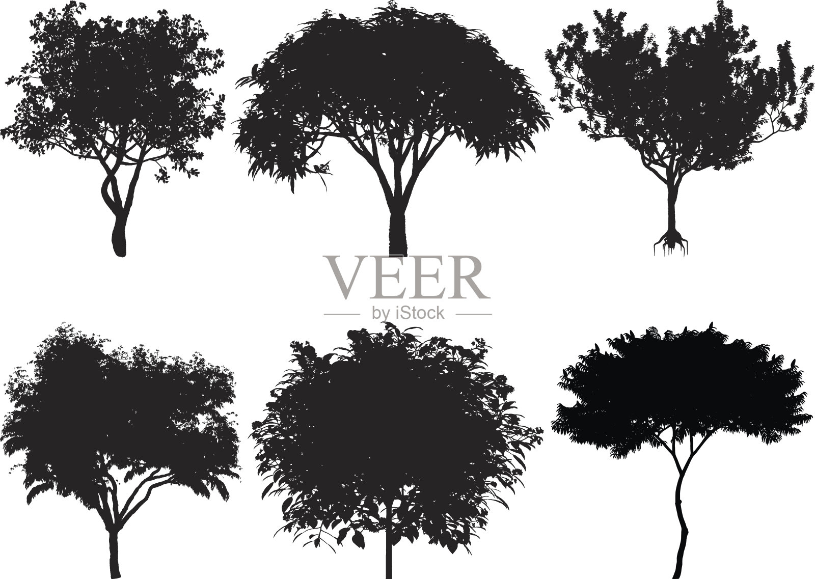 矢量插图的树木剪影设计元素图片