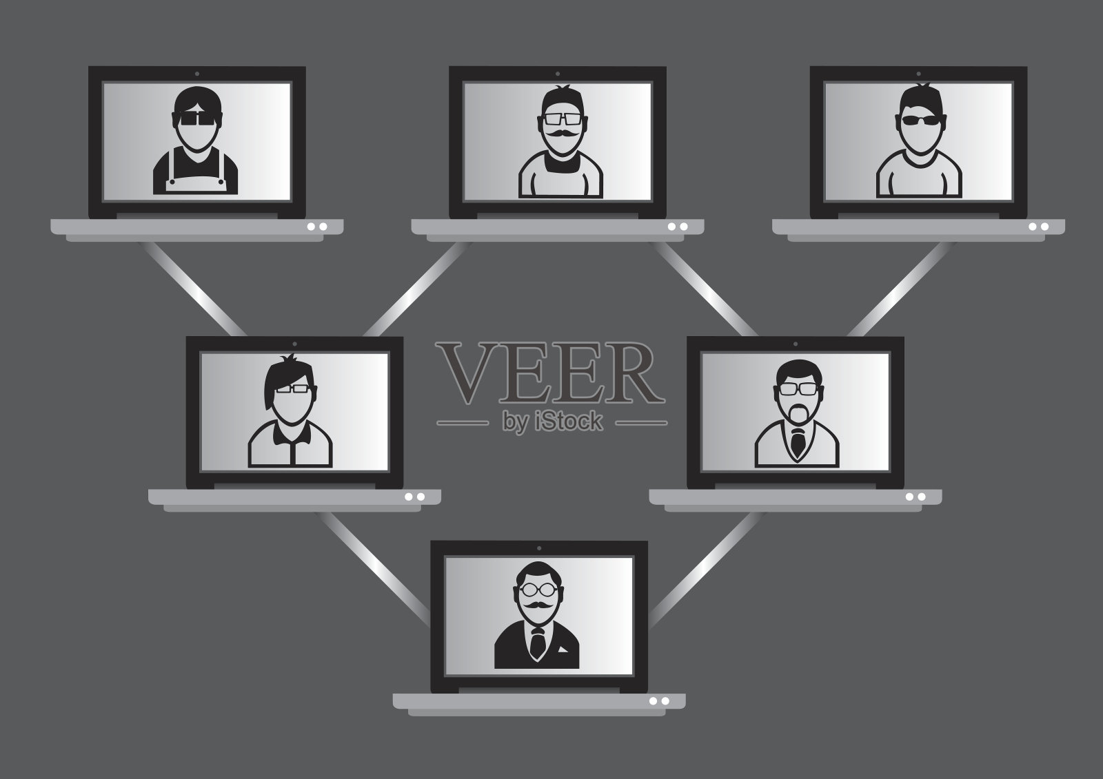 计算机网络与虚拟会议技术概念插画图片素材