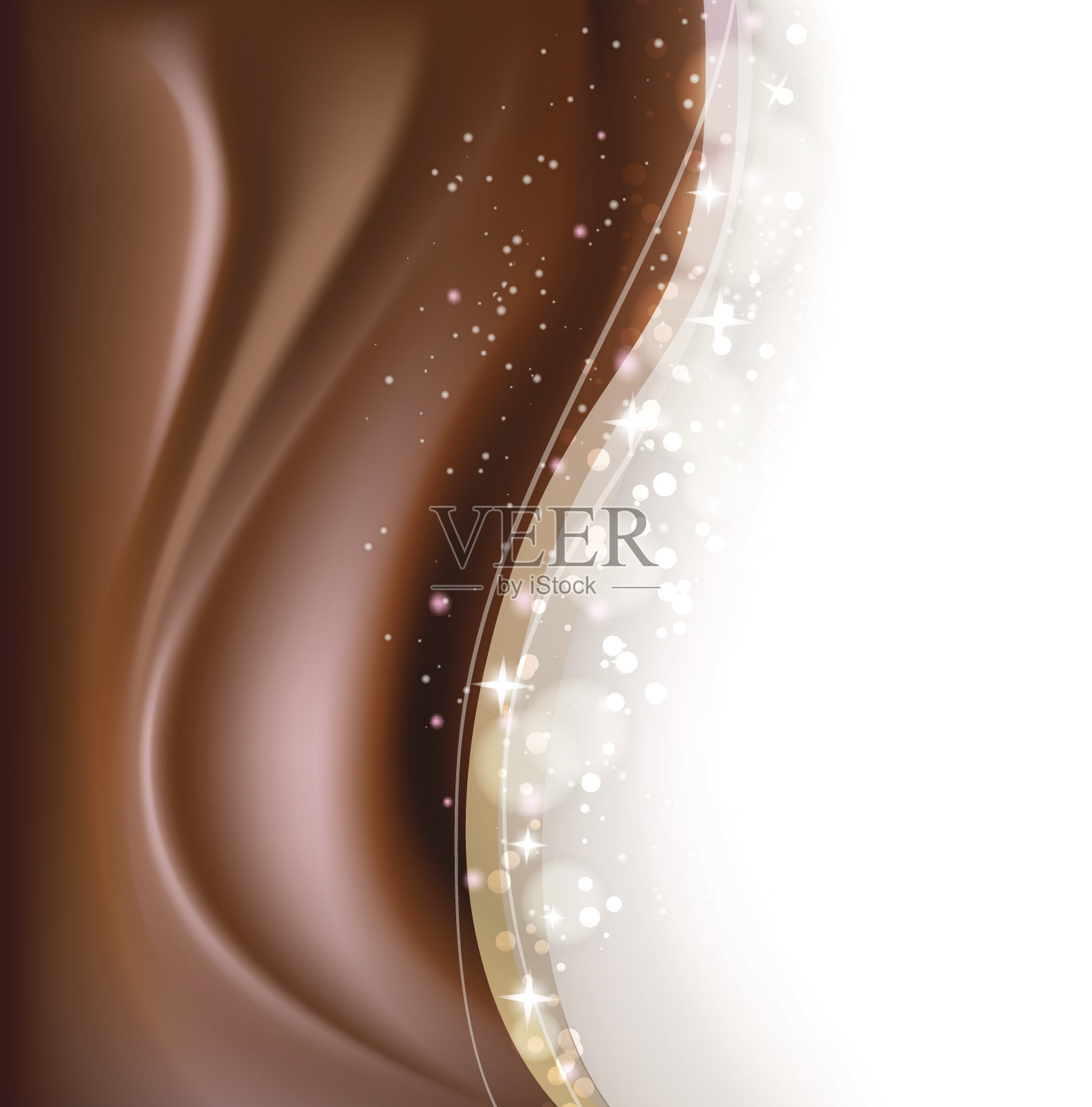 巧克力棕色的背景与闪烁的灯光。矢量图插画图片素材
