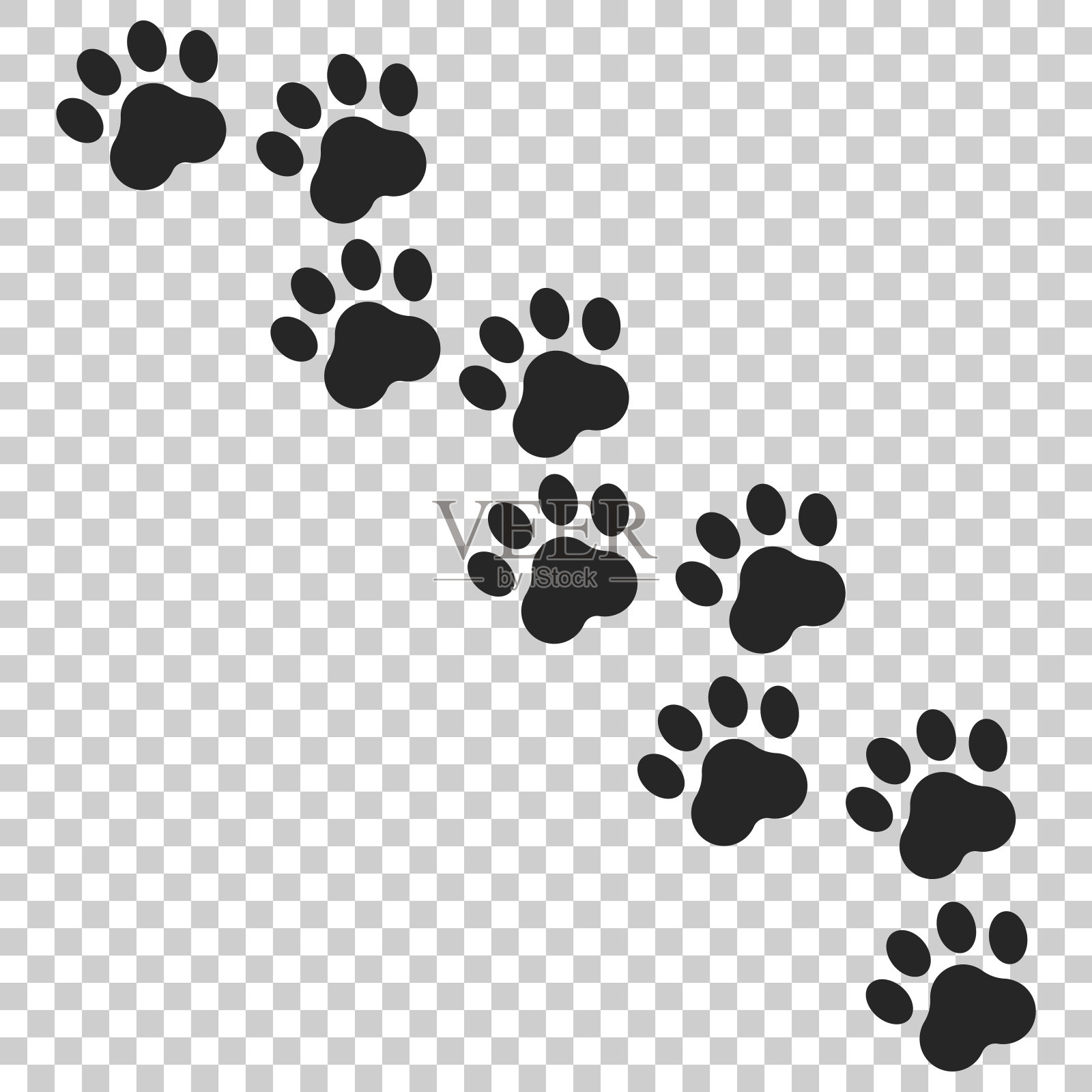 爪打印矢量图标。狗或猫爪印插图。动物剪影。插画图片素材