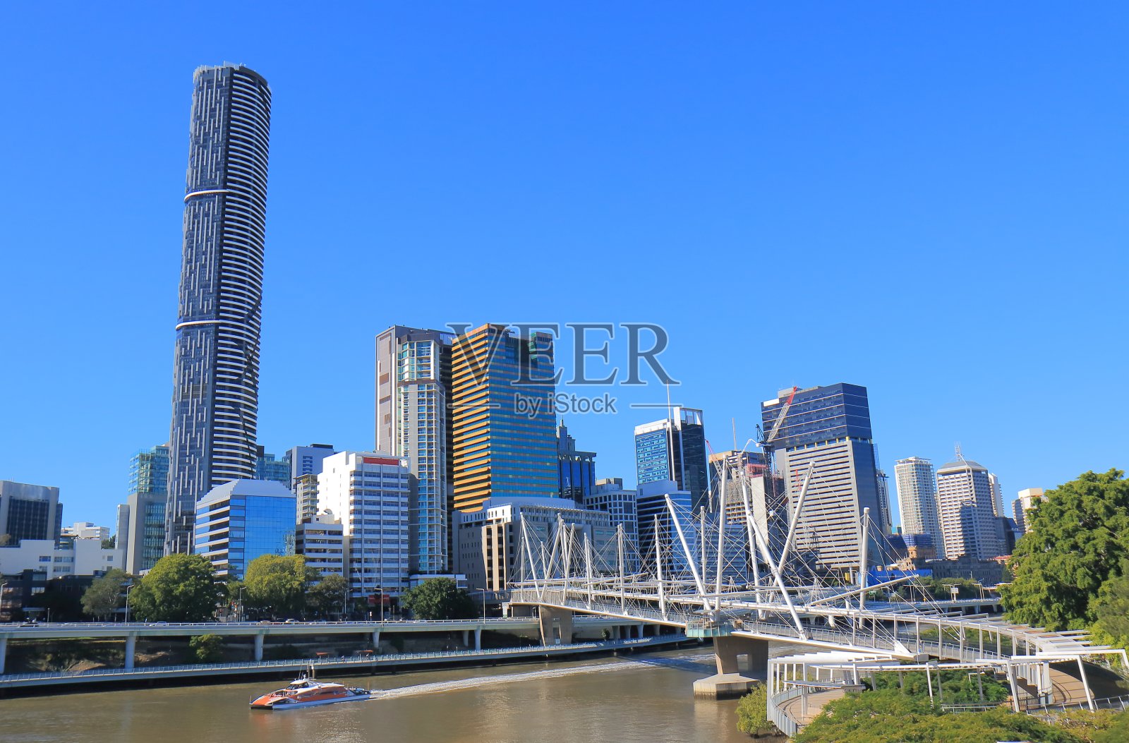 布里斯班市中心摩天大楼的城市景观澳大利亚照片摄影图片