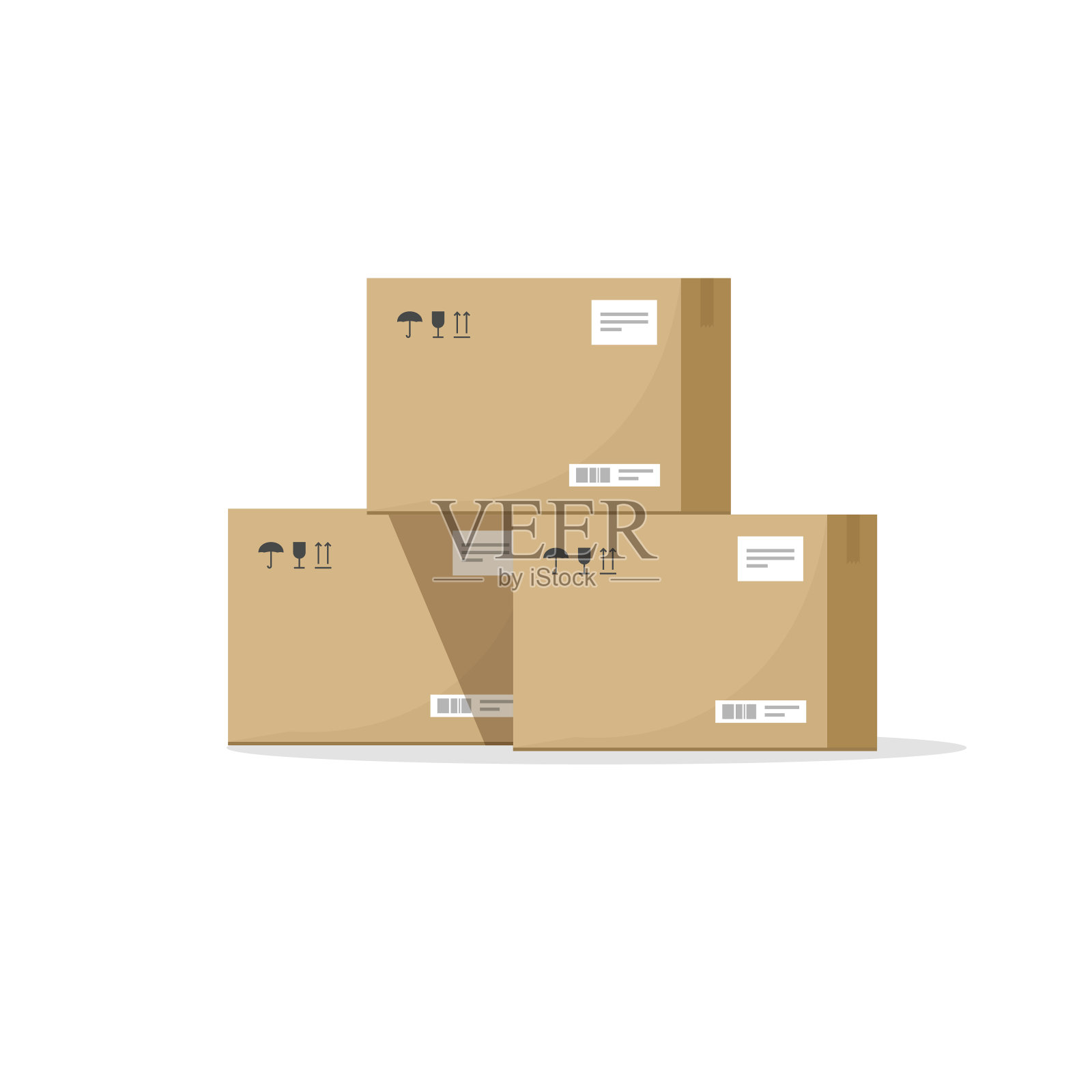 包裹箱纸箱矢量插图，仓库零件，纸箱货物装运箱插画图片素材