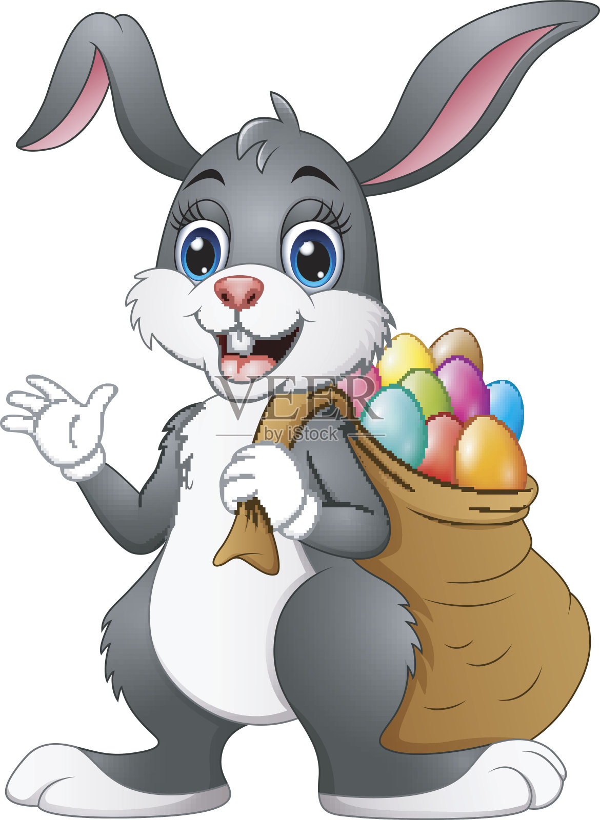 复活节兔子装满了复活节兔子的蛋设计元素图片