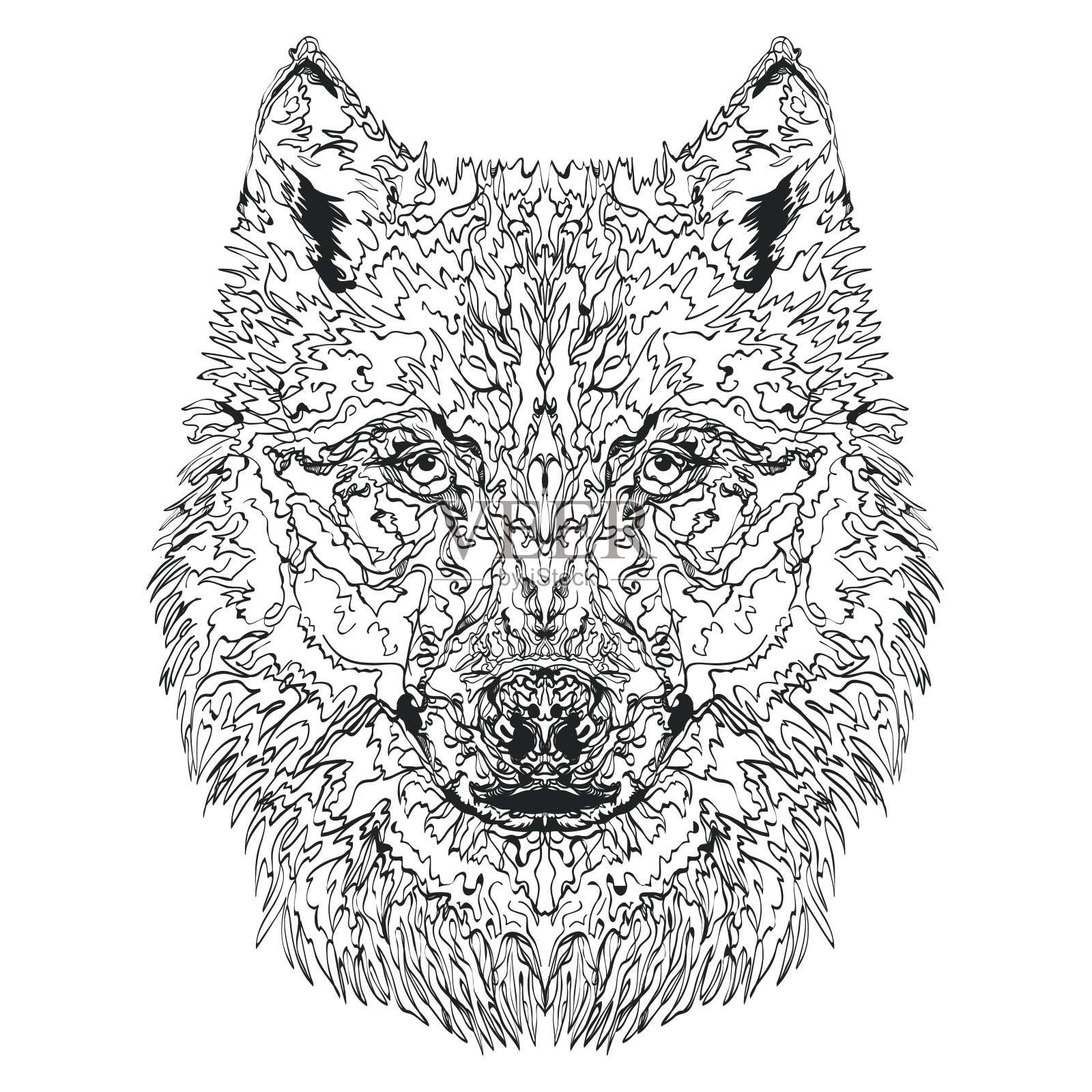 狼的头插画图片素材