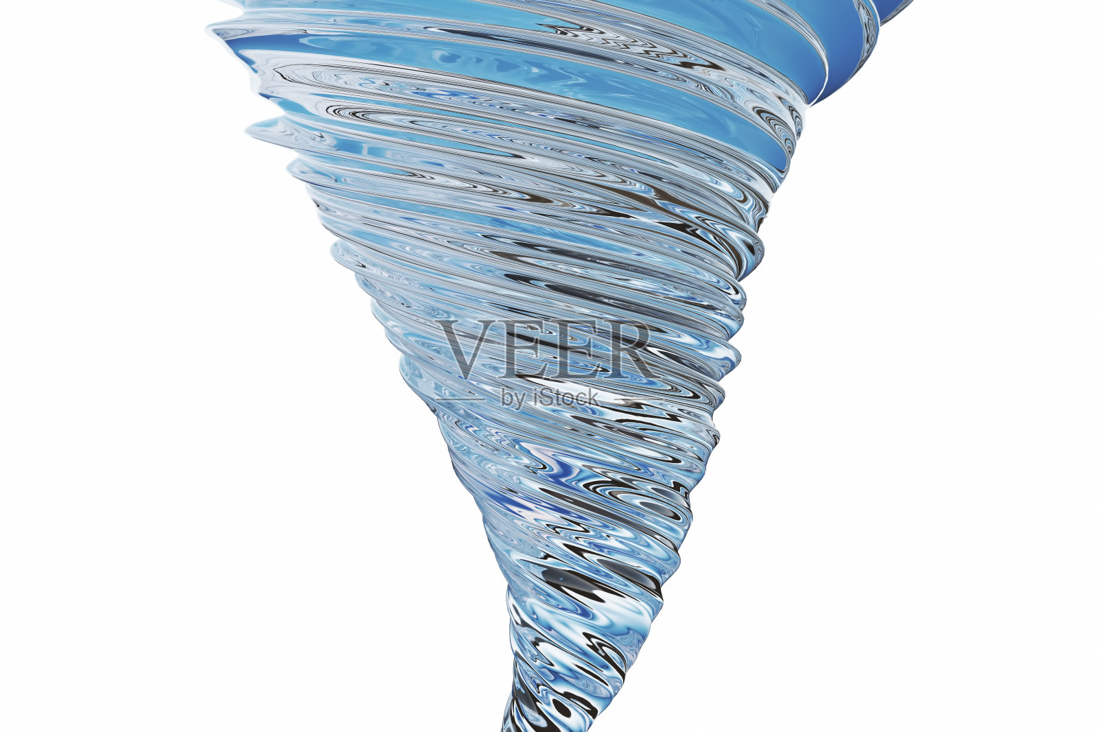 抽象玻璃龙卷风隔离在白色背景，3D渲染插画图片素材