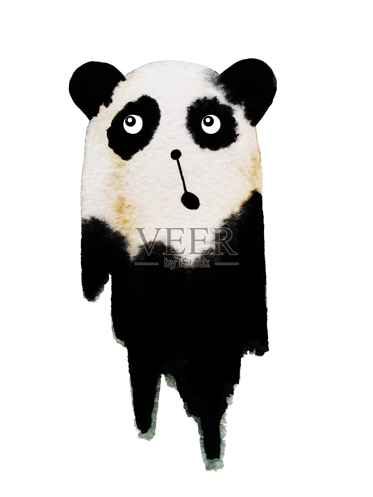 惊喜可爱的熊猫，手绘水彩插画设计元素图片