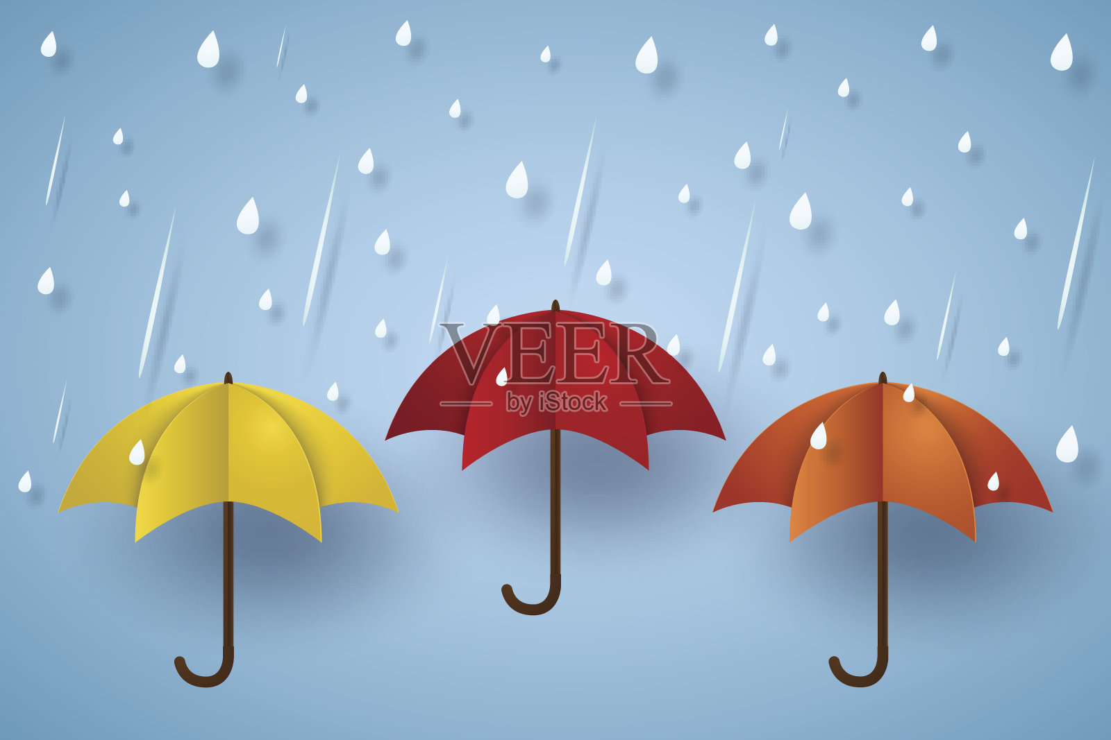 五颜六色的雨伞插画图片素材