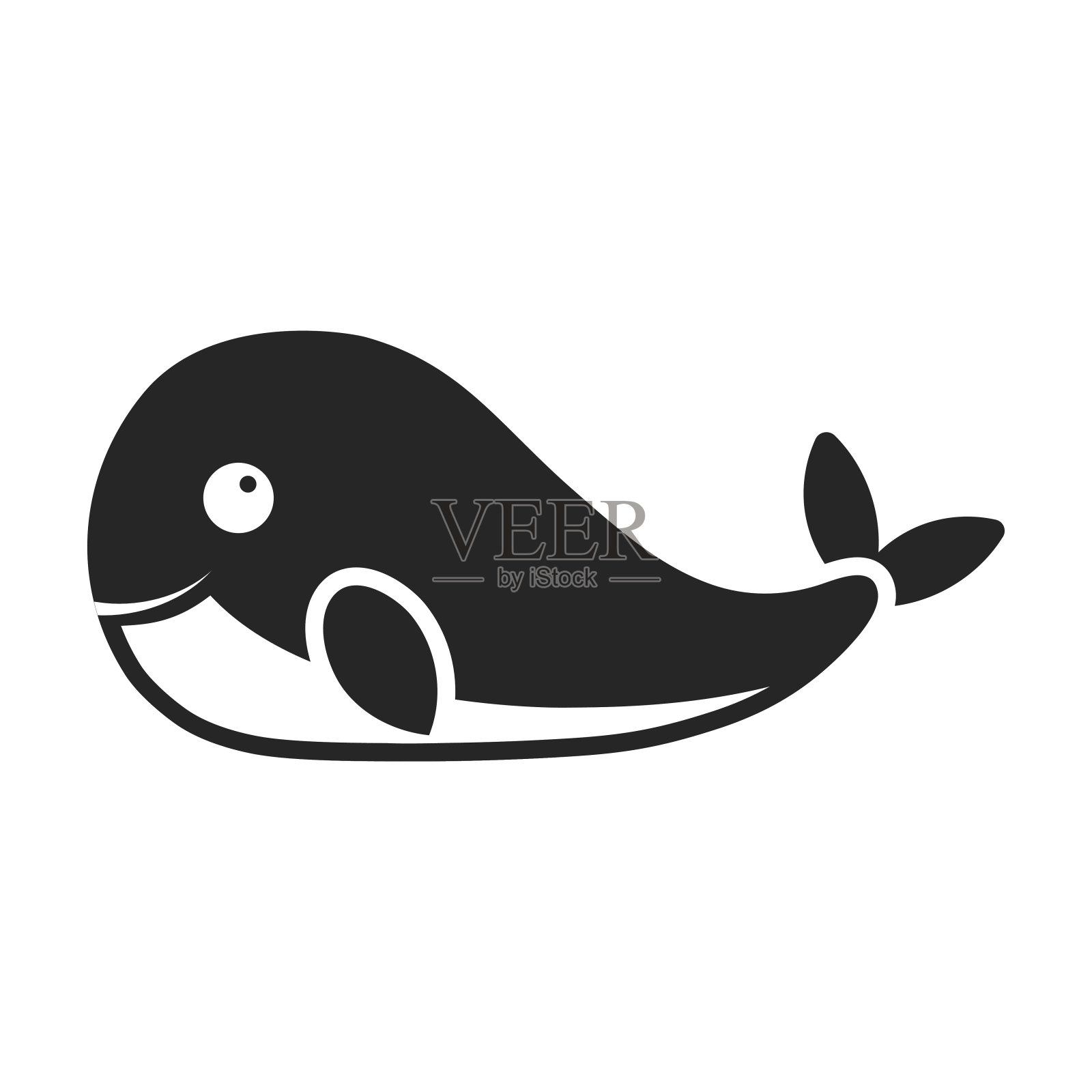 在白色背景上孤立的黑色鲸鱼图标。动物符号股票矢量插图。插画图片素材