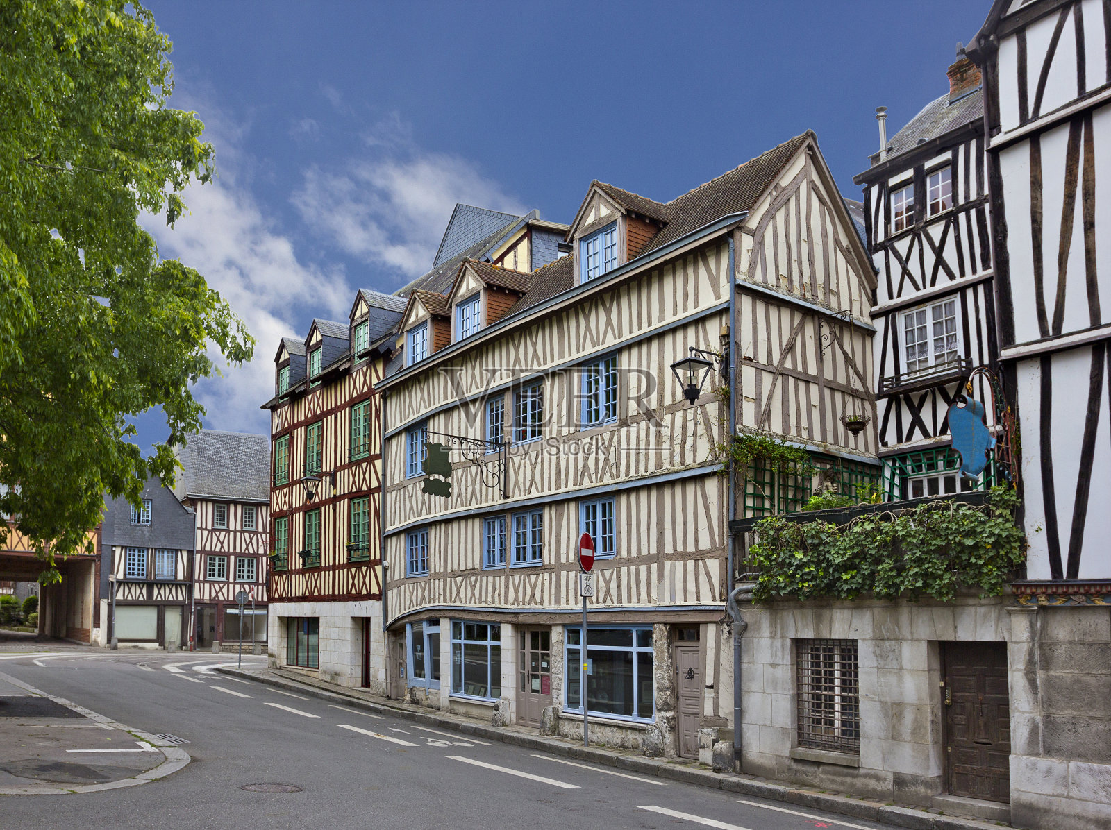 法国鲁昂的历史半木结构建筑照片摄影图片