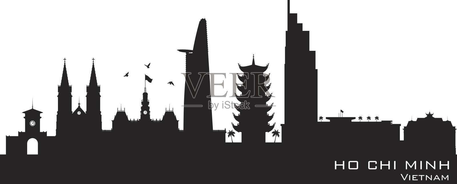 越南胡志明市的轮廓线插画图片素材