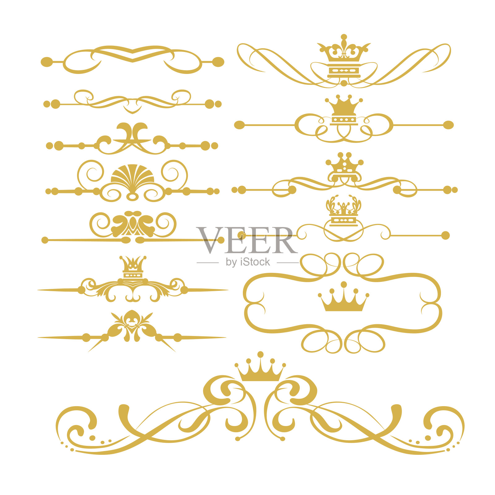 金色的皇家镶边和漩涡插画图片素材