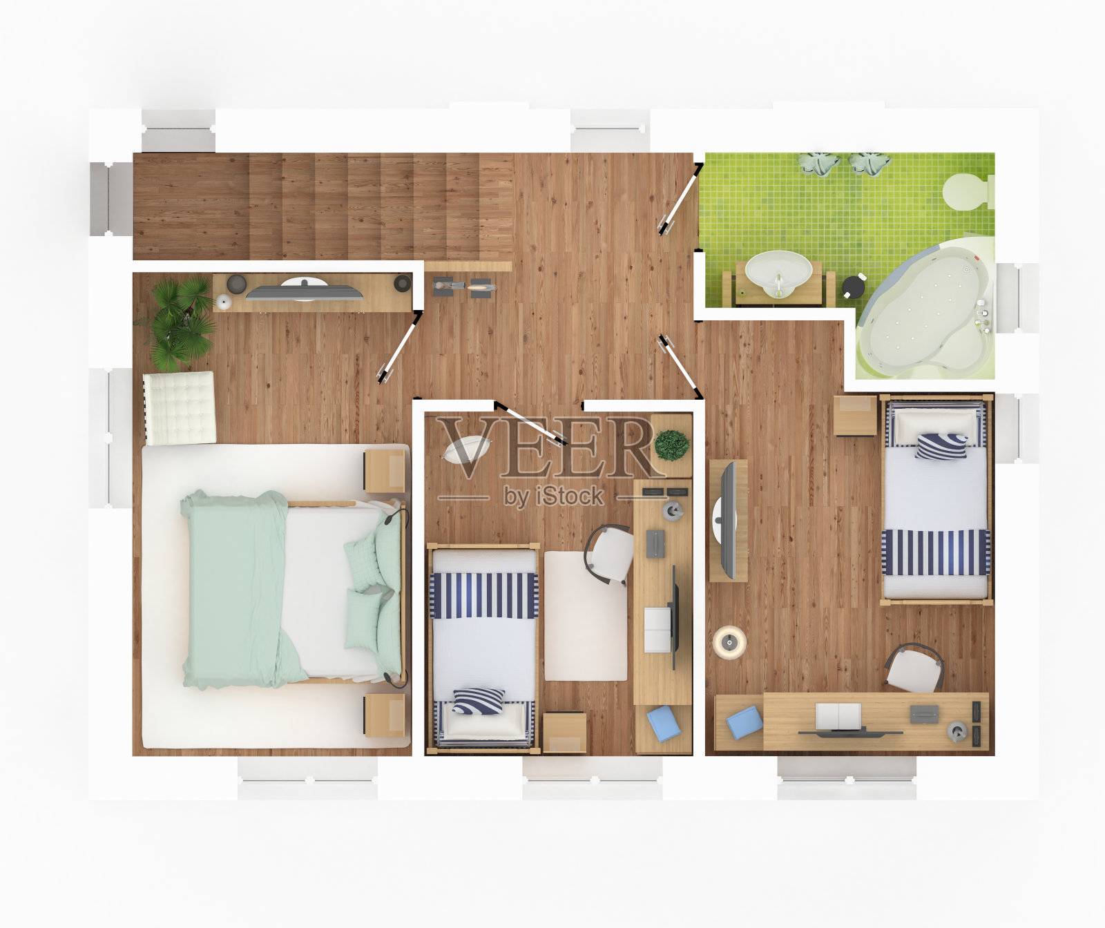 家具家庭公寓的3d渲染照片摄影图片