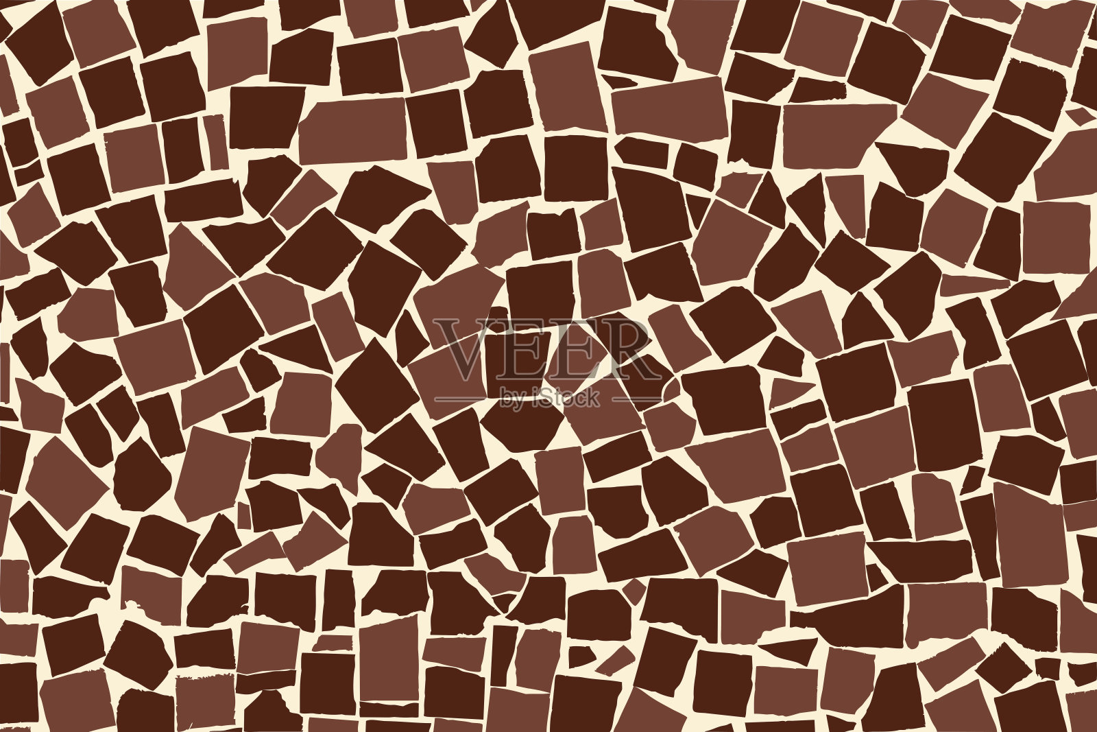 向量纹理的棕色两面不对称的彩色装饰瓷砖墙面。矢量图插画图片素材