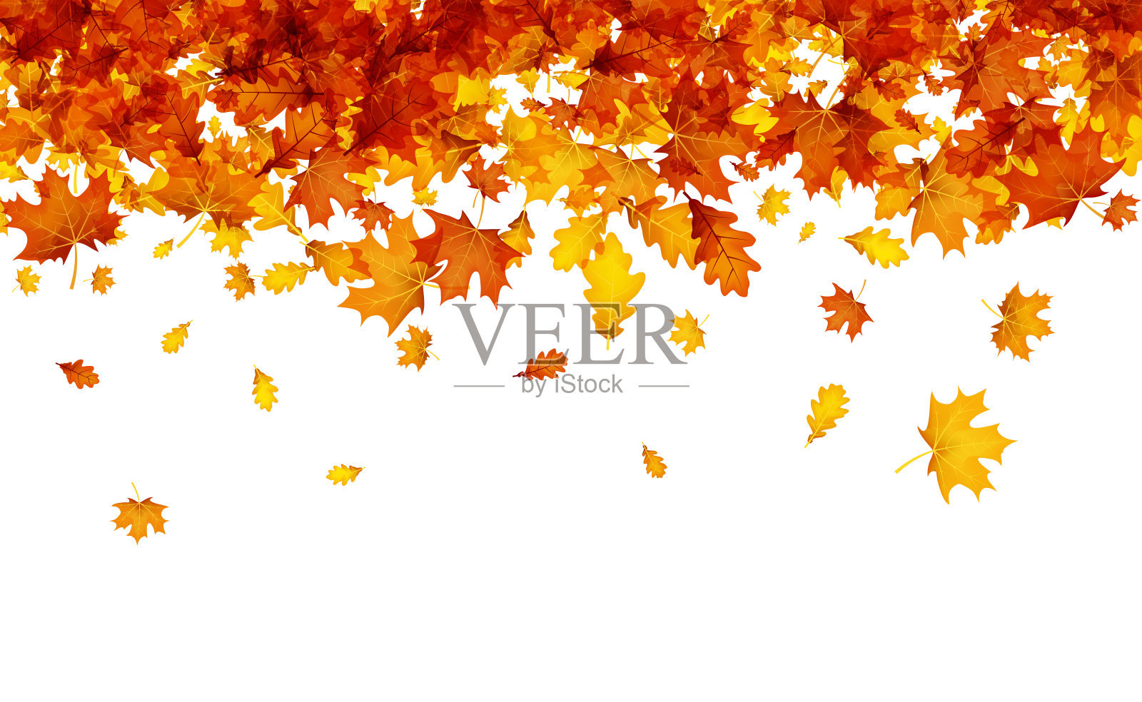 秋天的背景是橙色的叶子。设计元素图片