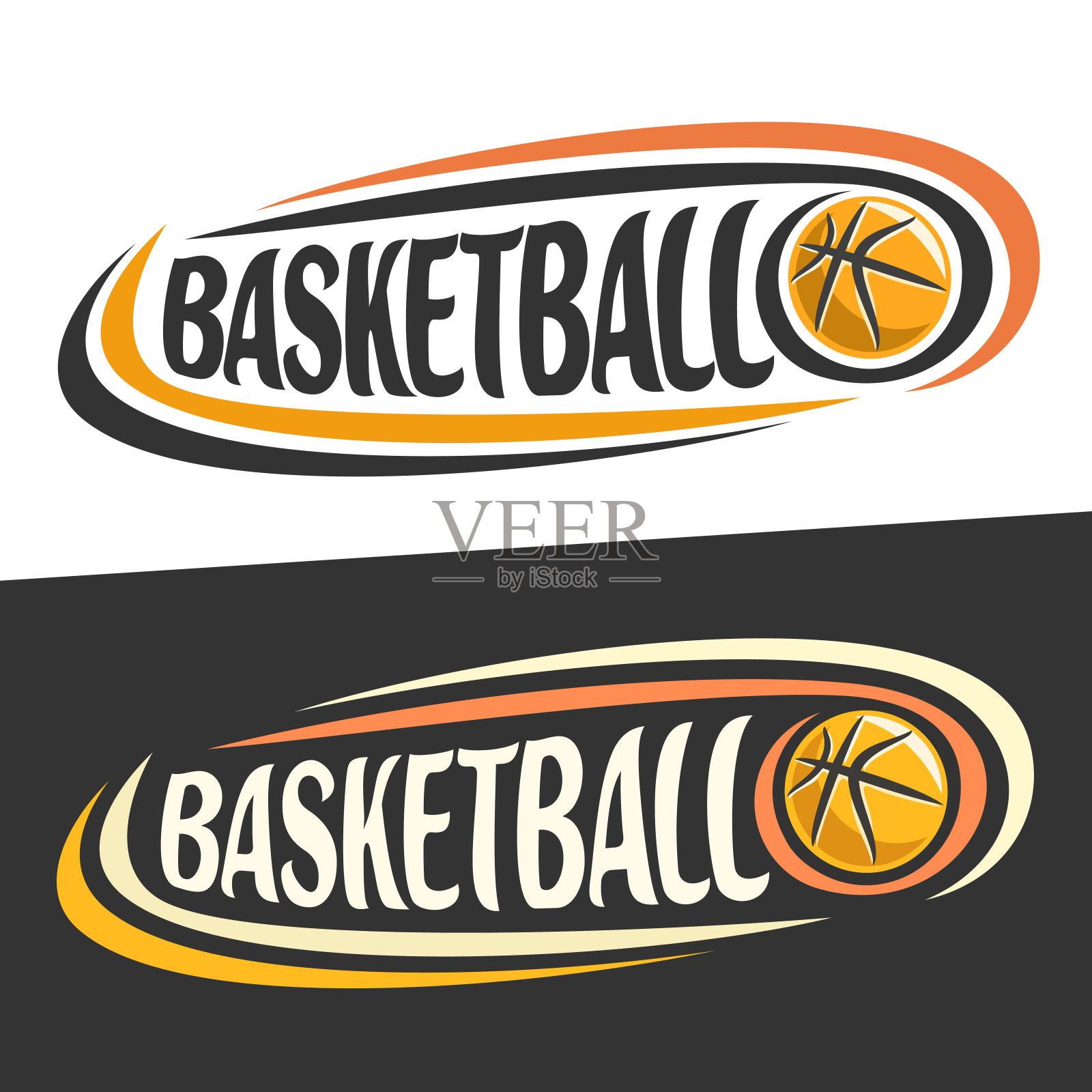 篮球运动的矢量标签插画图片素材