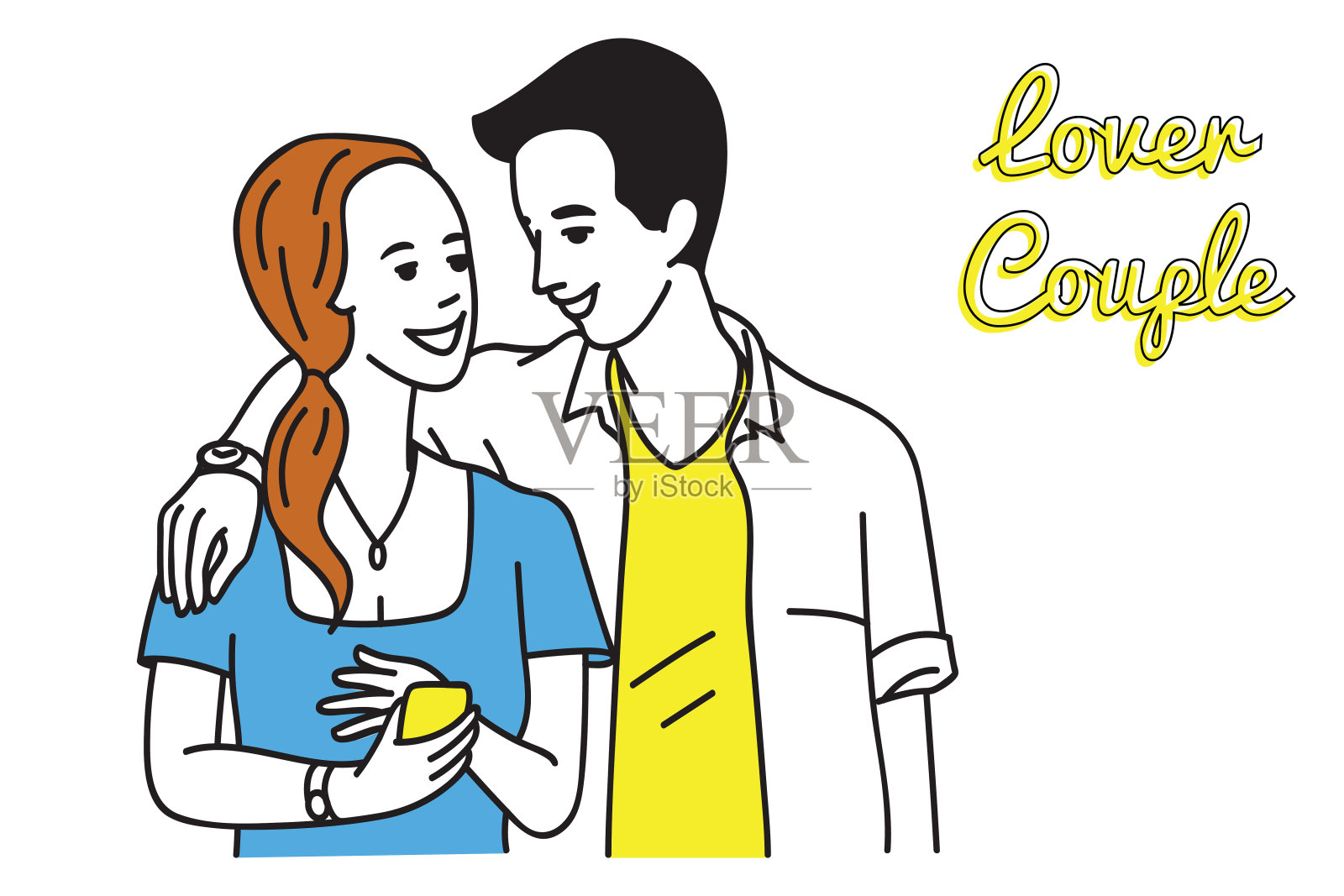 幸福的夫妇的青少年插画图片素材