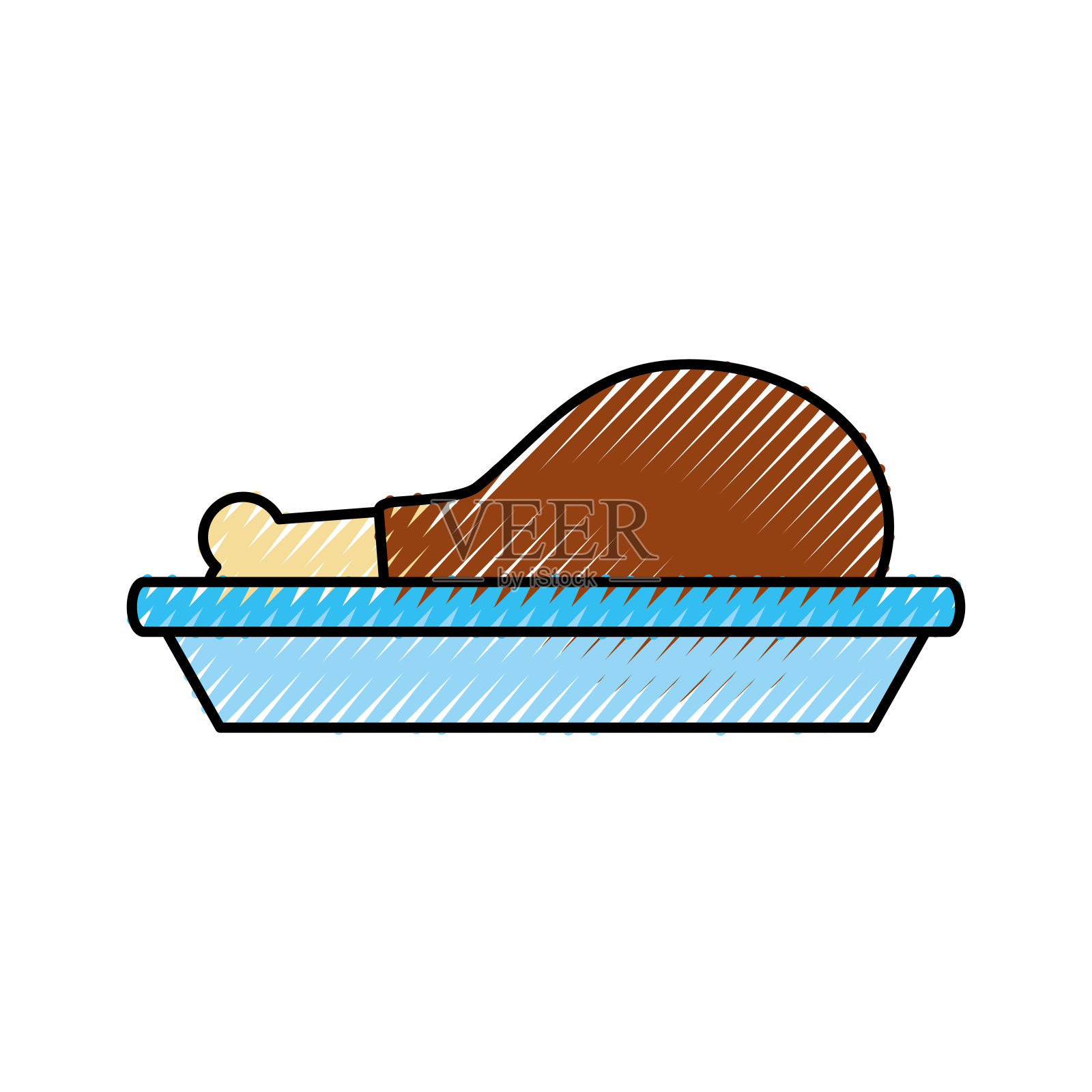 感恩节大餐菜单上有鸡或火鸡插画图片素材