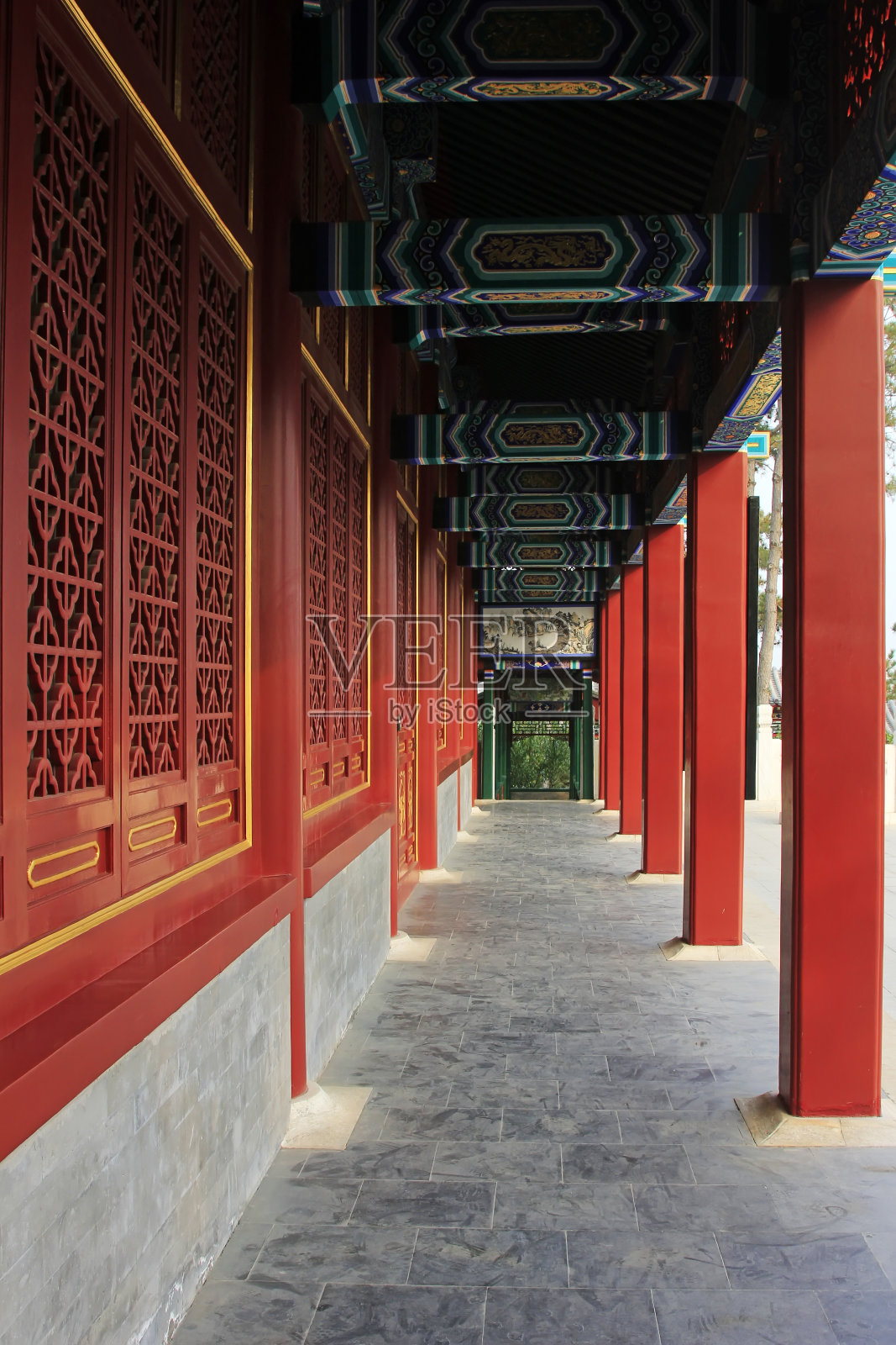 中式木质走廊，特写照片照片摄影图片