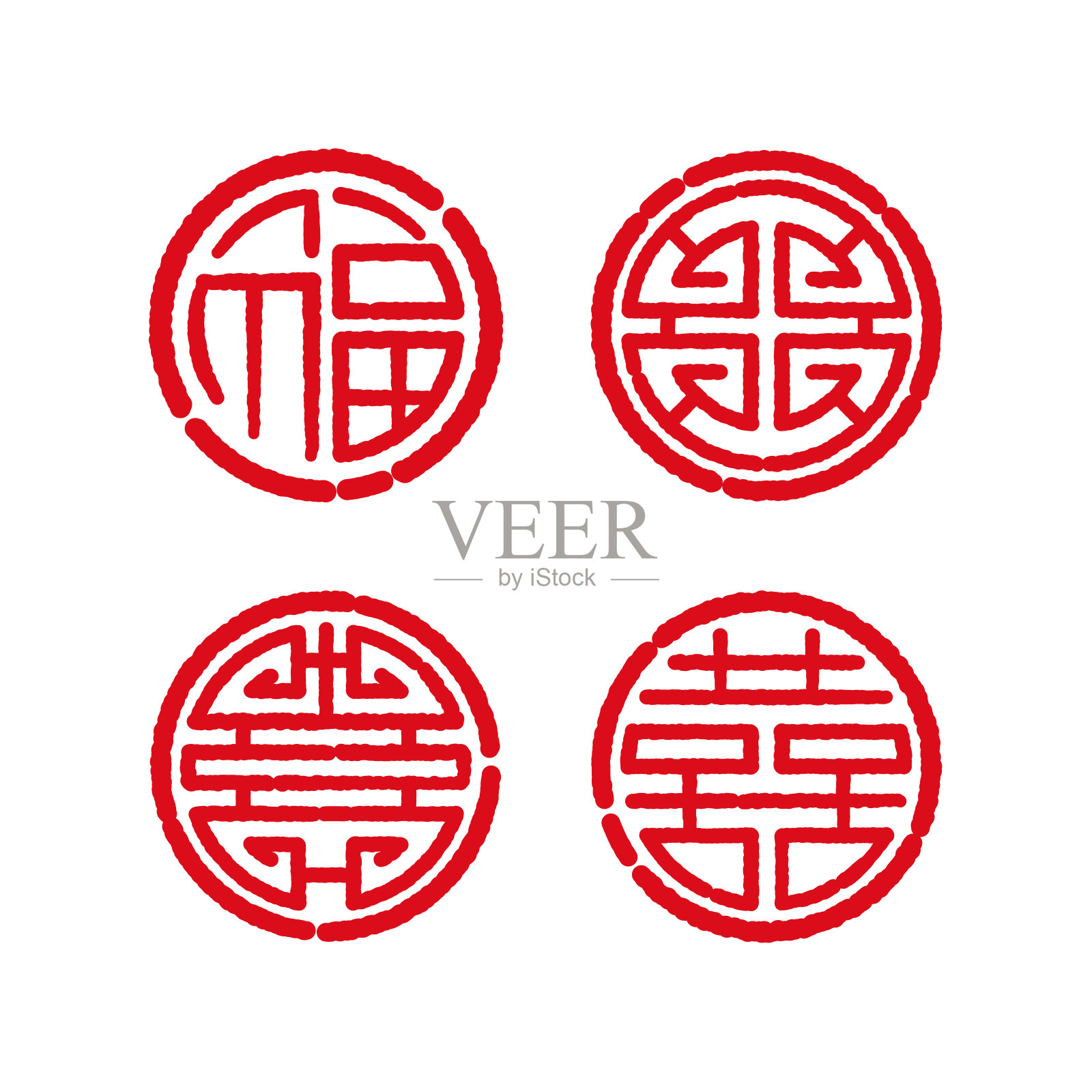中国四福象征邮票设计元素图片