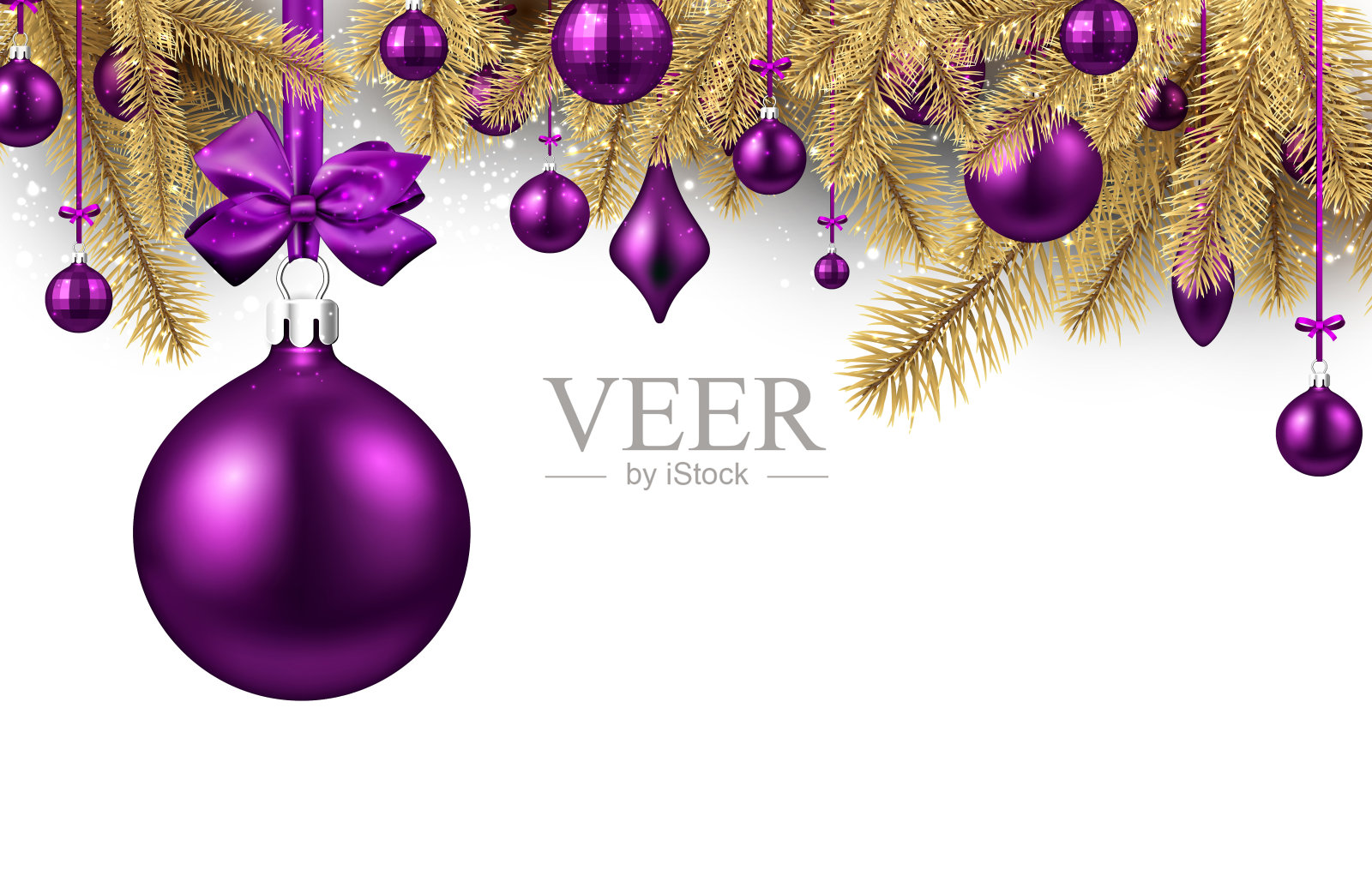 背景与紫色圣诞球。设计元素图片