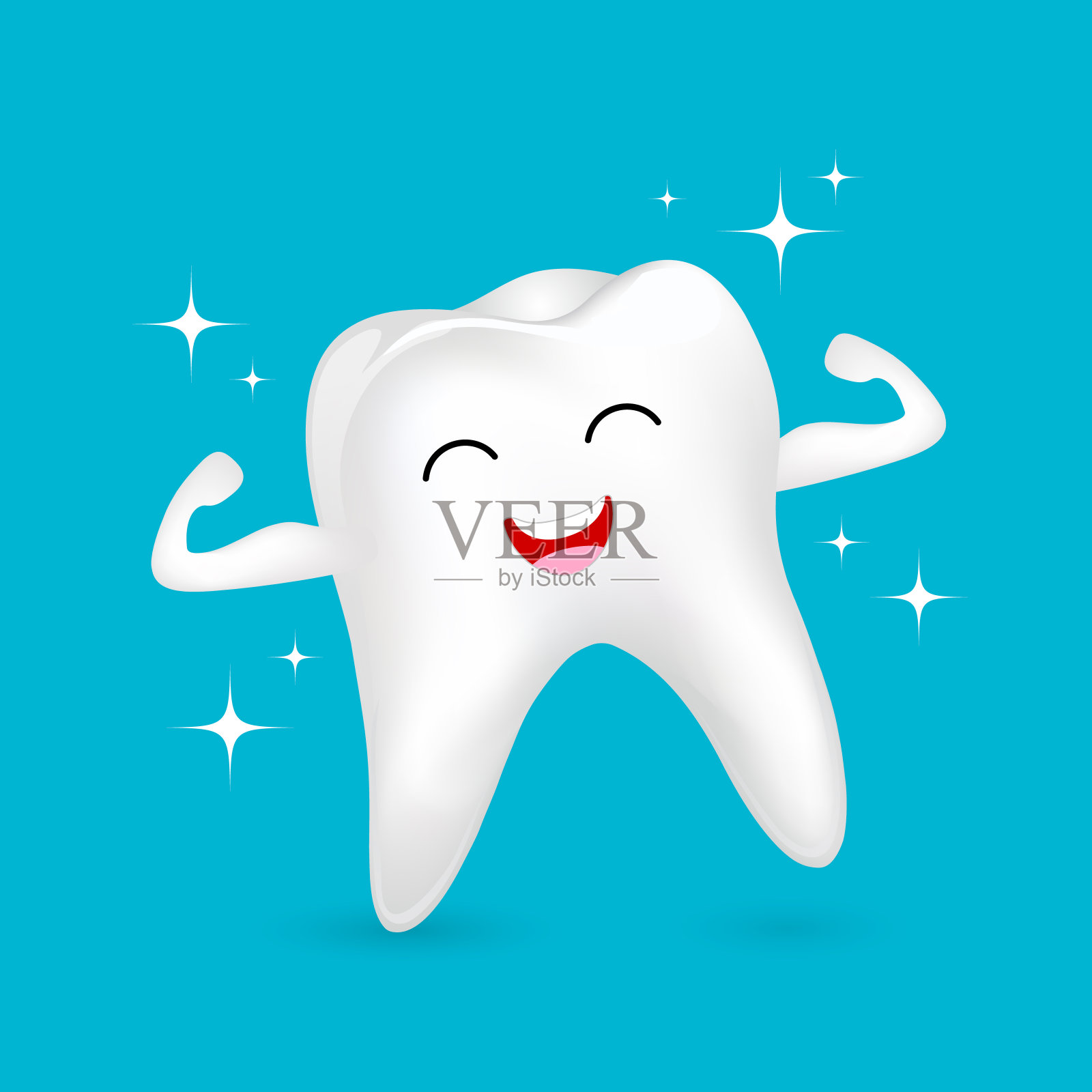 健康的牙齿特征显示肌肉与笑脸。插画图片素材