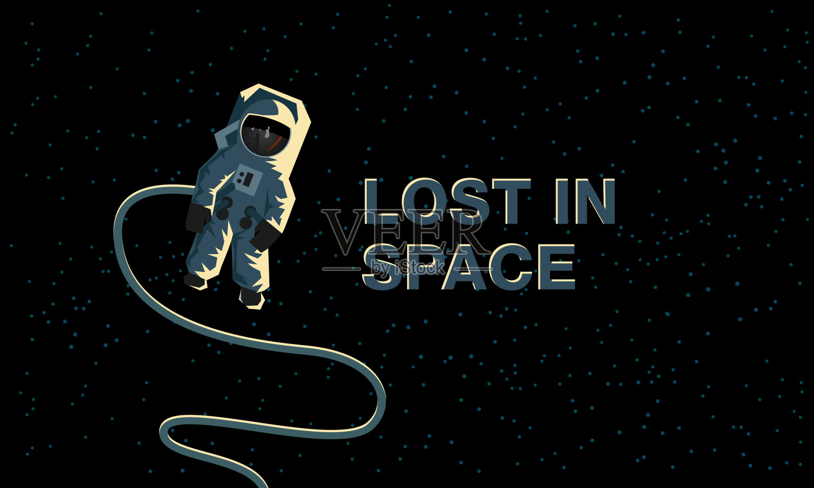 外太空的宇航员。迷失在太空。平面概念说明。插画图片素材