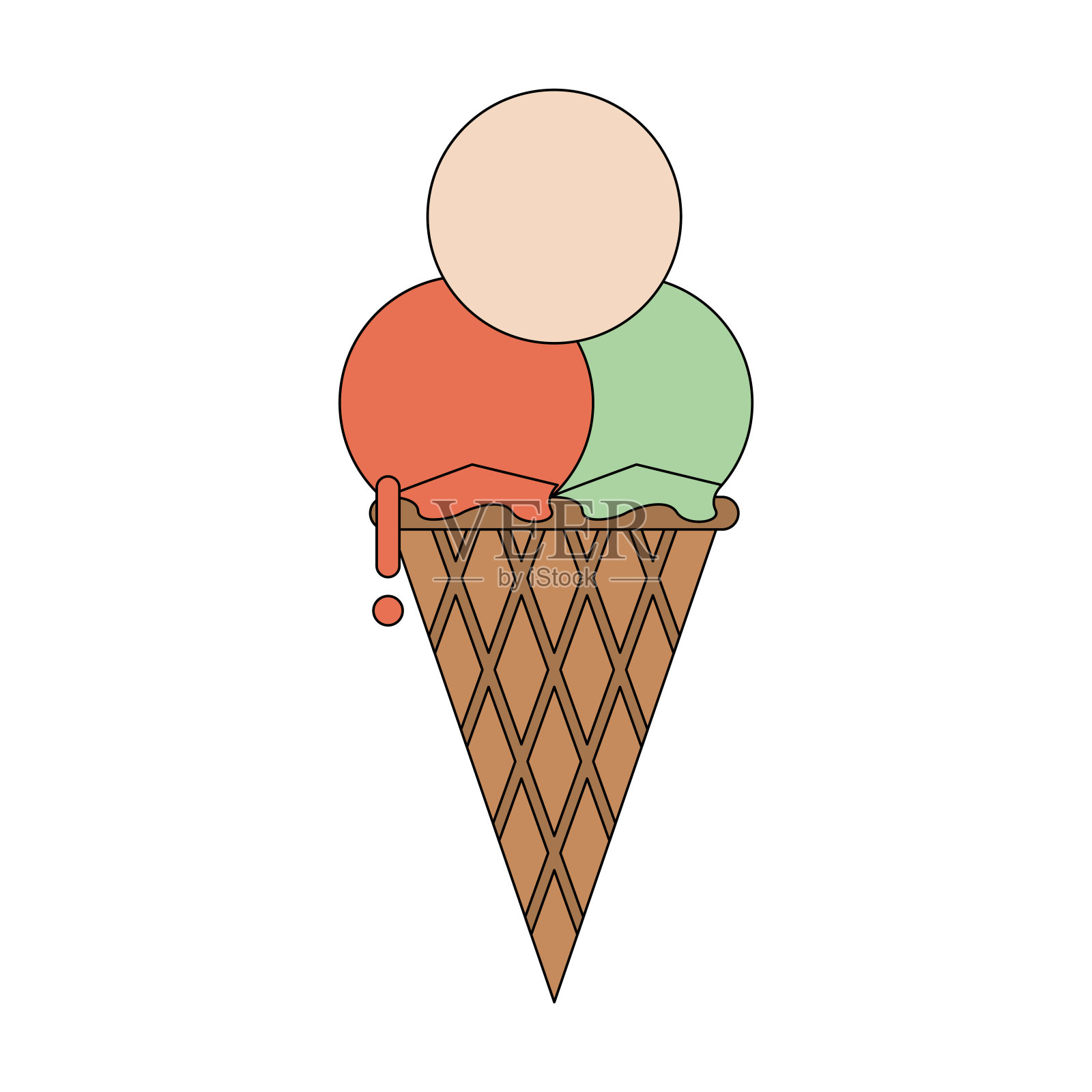 三勺冰淇淋蛋筒图标设计元素图片