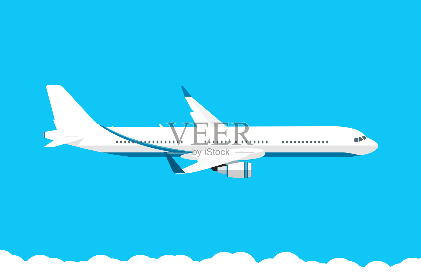 飞机在蓝天矢量插图插画图片素材