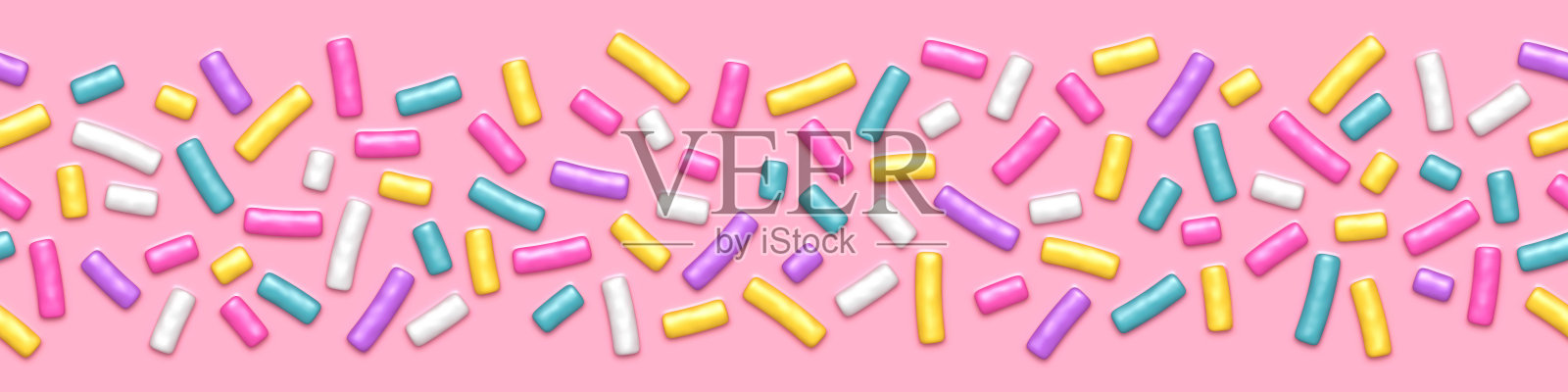 粉色甜甜圈釉，点缀无缝图案设计元素图片