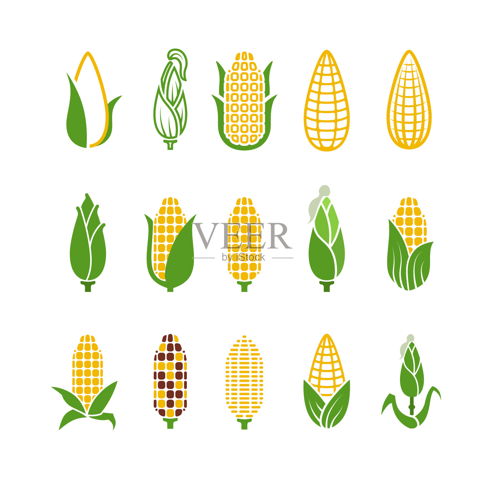有机玉米矢量图标孤立在白色背景上插画图片素材
