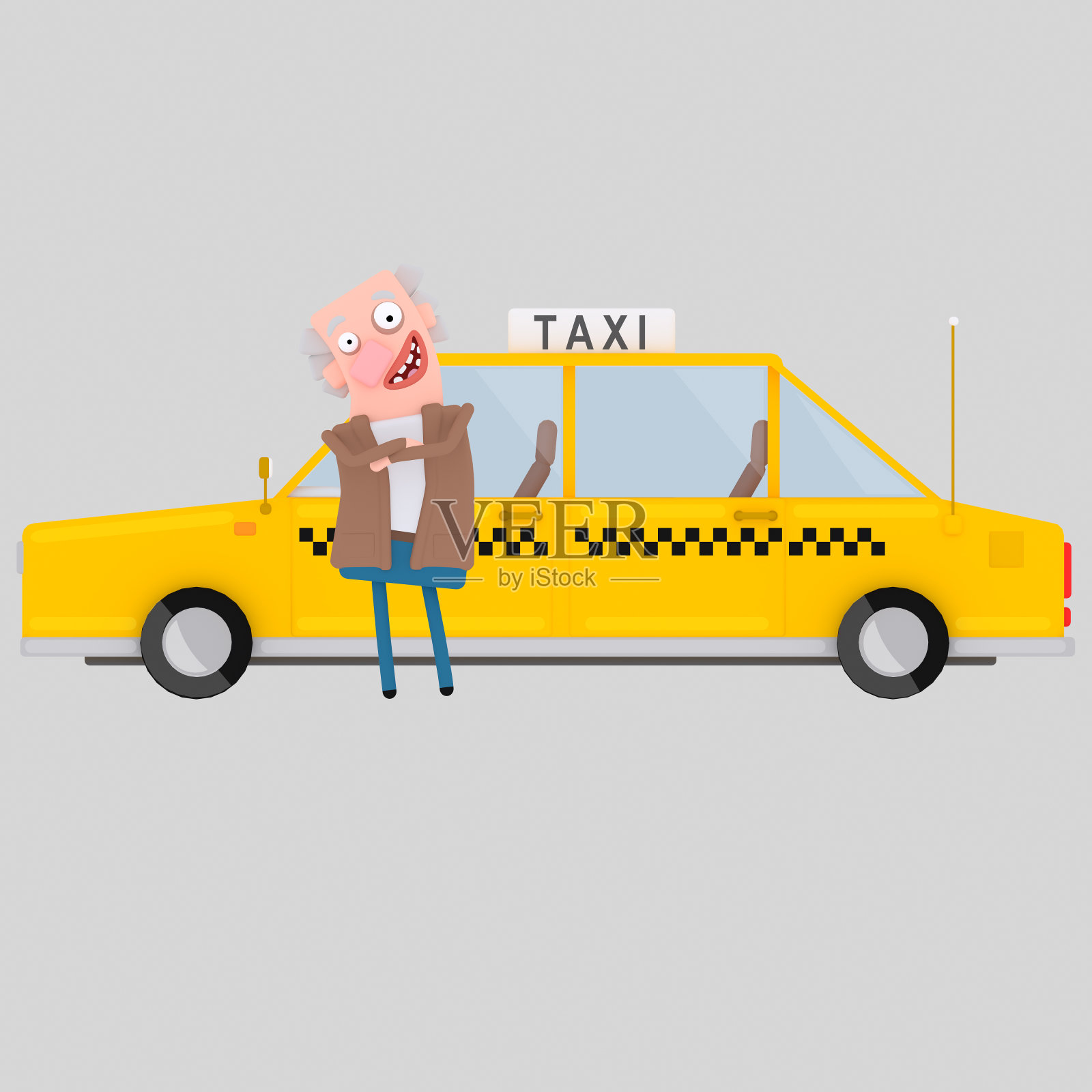 司机在出租车前面设计元素图片