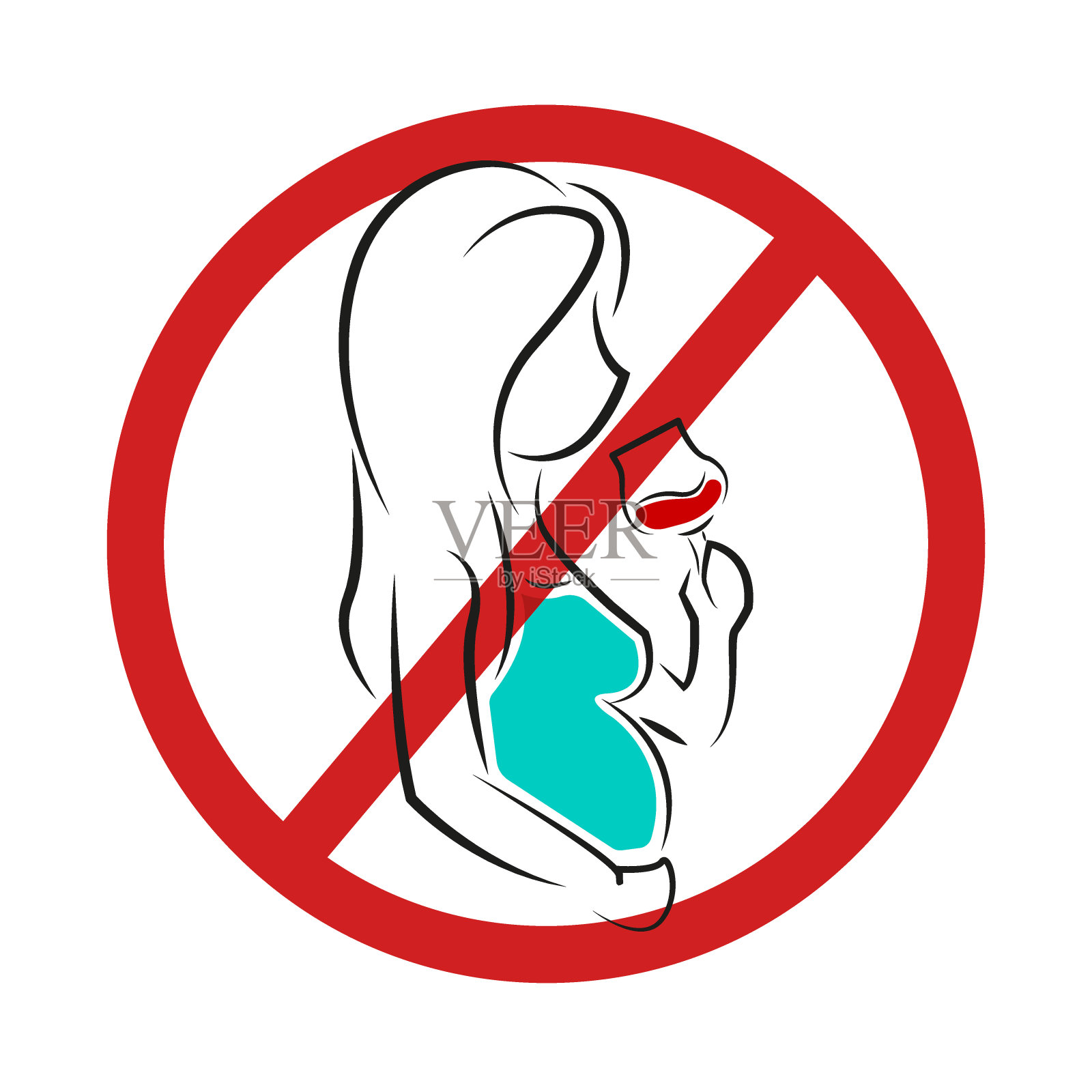 妊娠期无酒精病媒标志插图孤立在白色背景上。设计元素图片