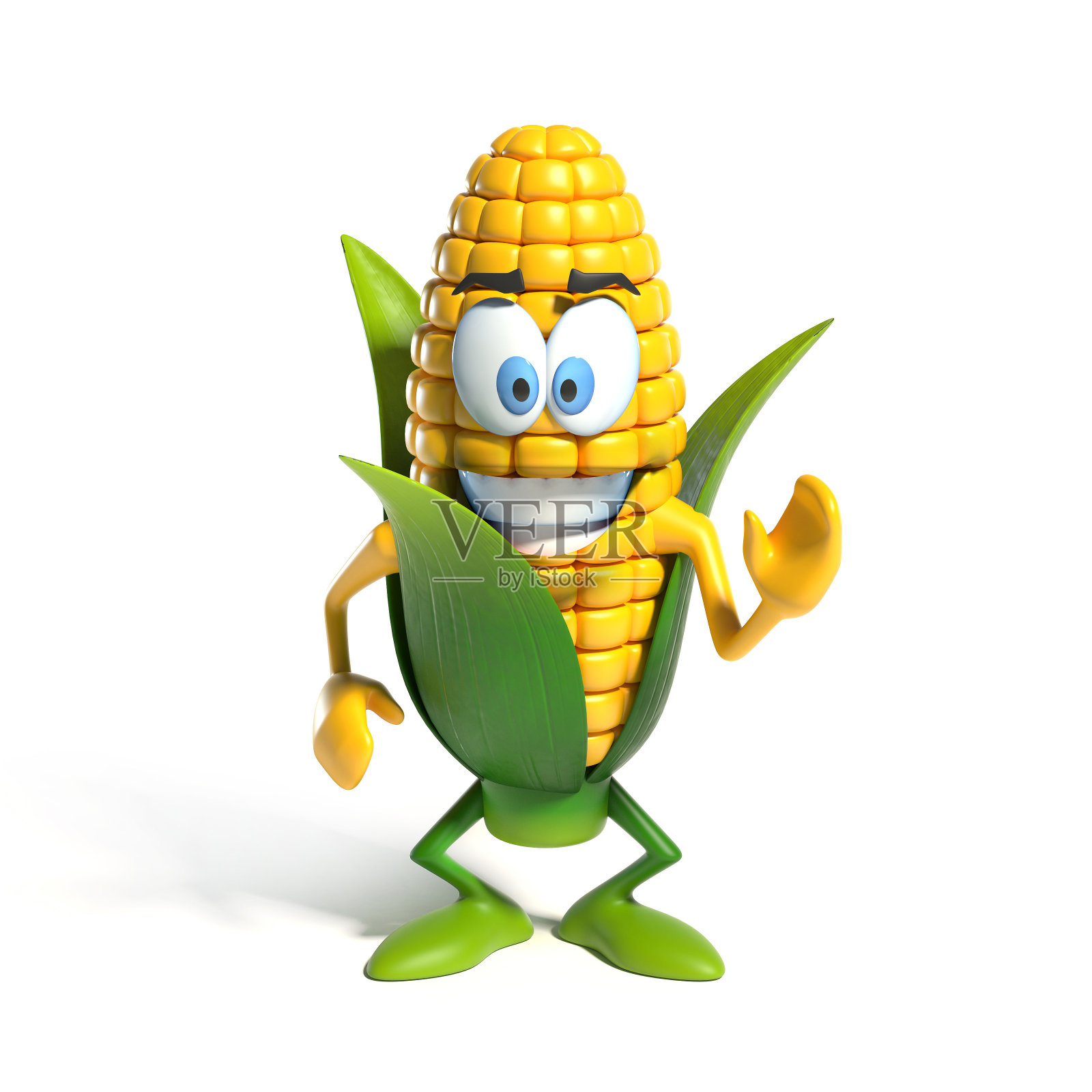 玉米卡通人物3d渲染孤立的插图照片摄影图片