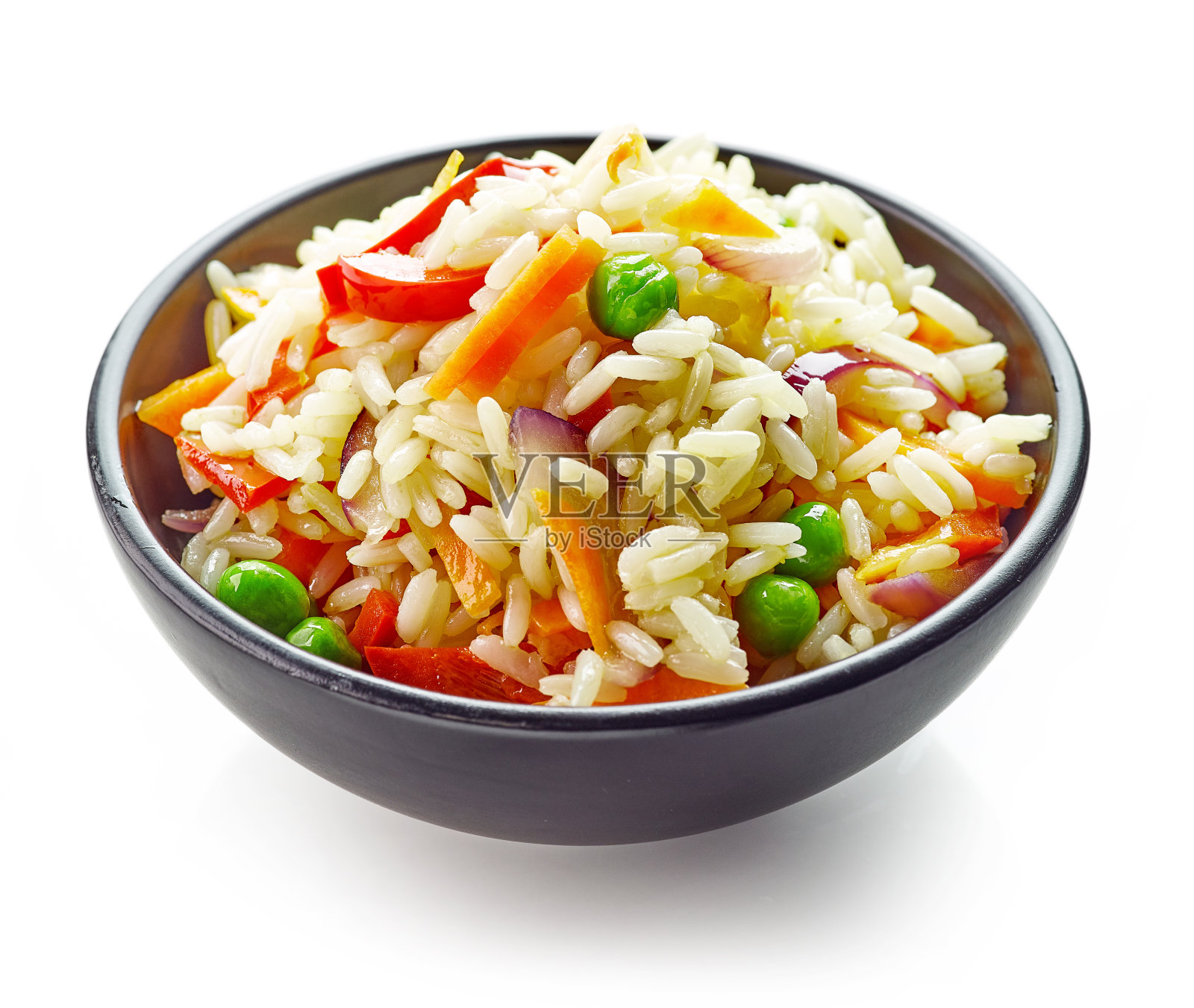 一碗米饭和蔬菜照片摄影图片