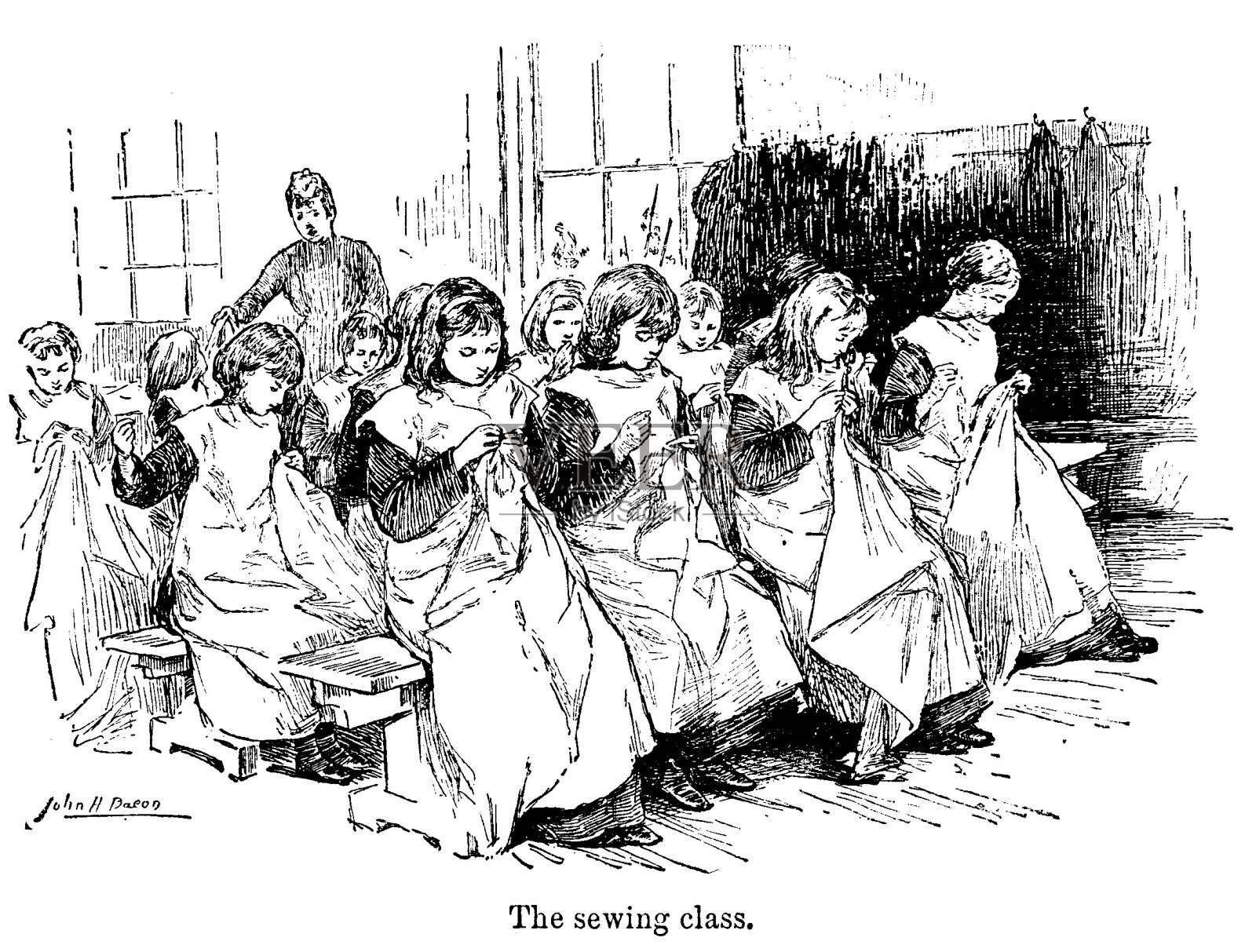 1890年的艺术家约翰·亨利·培根插画图片素材