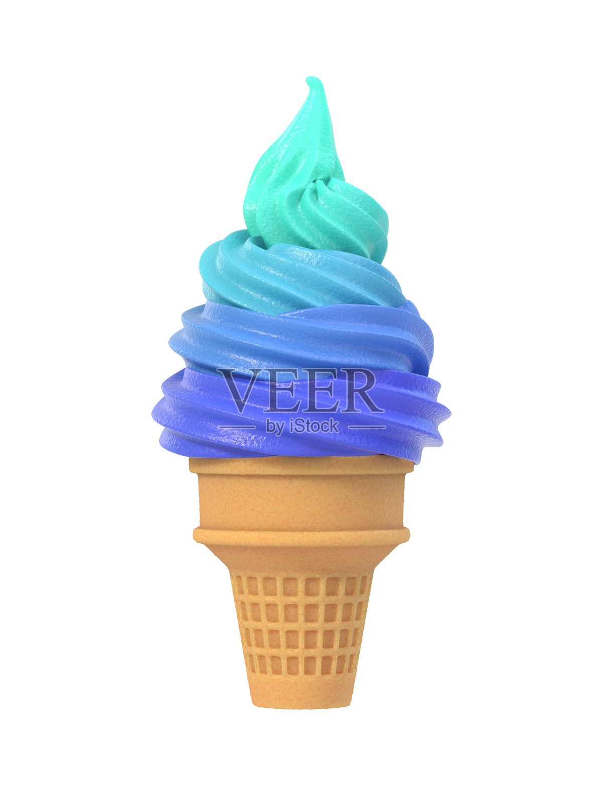 华夫蛋筒里的彩色冻酸奶冰淇淋照片摄影图片