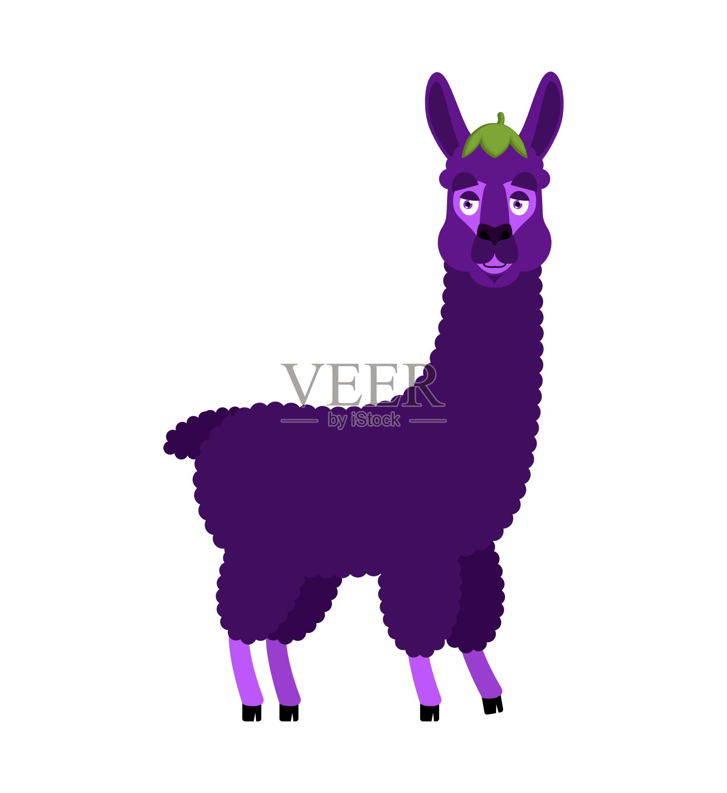 喇嘛羊驼茄子。紫色的动物。矢量图插画图片素材